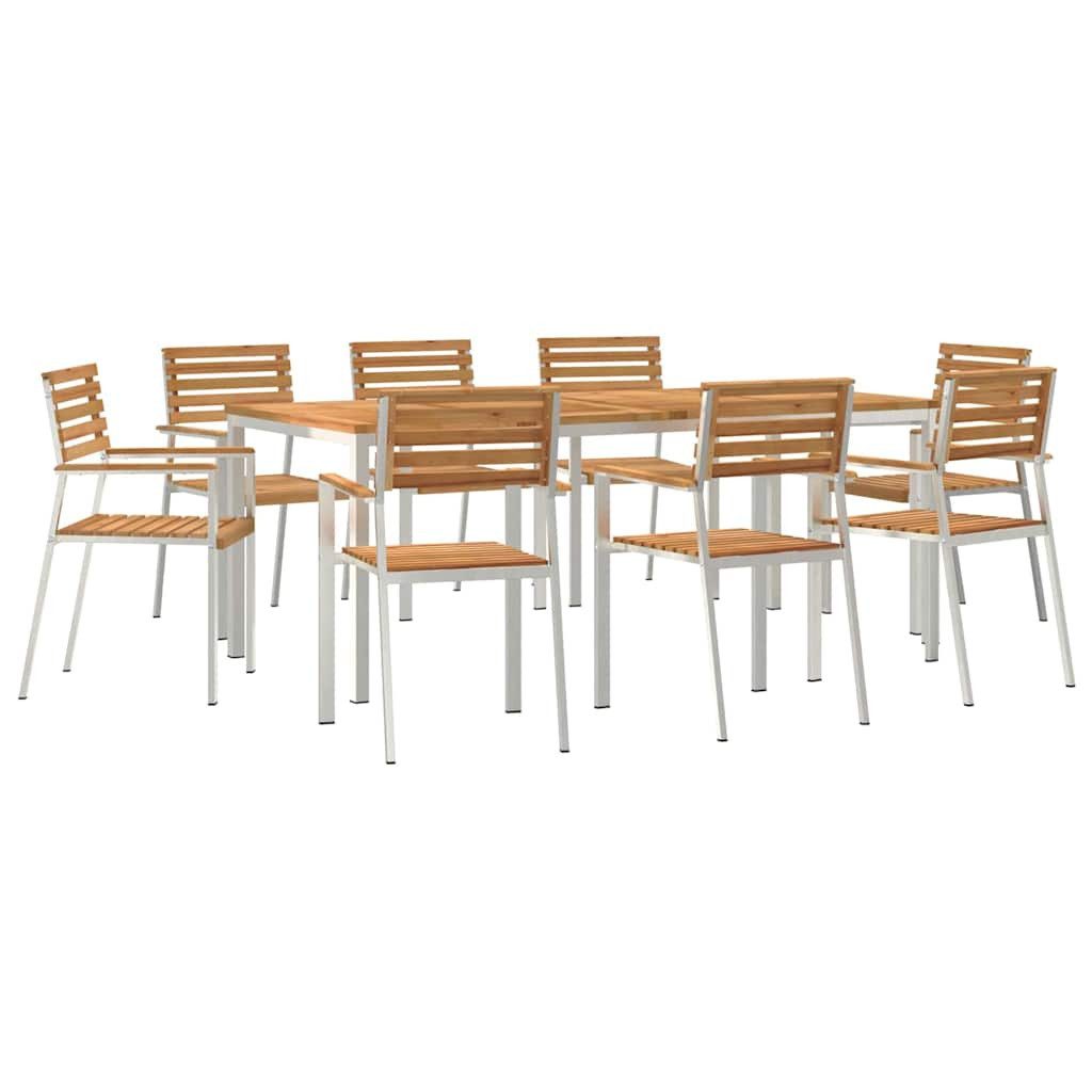 vidaXL Gartenlounge-Set Garten Essgruppe 9 pcs Braun Massivholz, (9-tlg)