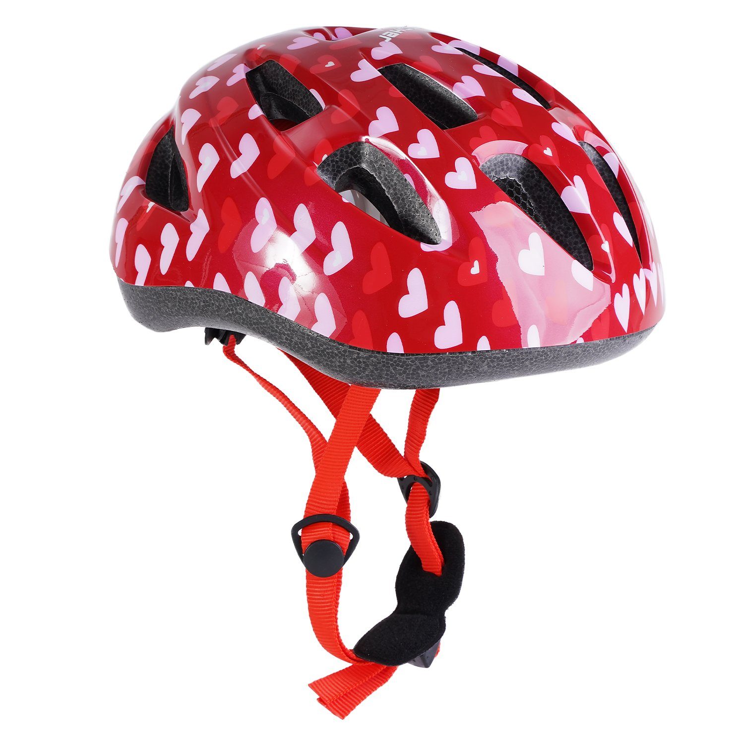 fischer Fahrradhelm Kinder Fahrrad-Helm XS / S Herz, Radhelm Fahrrad Helm, auch für MTB oder Sport-Helm, Kopfumfang 55cm bis 59cm, einstellbar mit Innenring-System, auch Inliner Skateboard Sturz-Helm