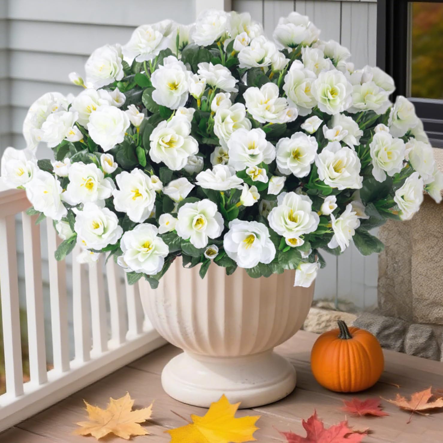 Kunstblumenstrauß 4er Set künstliche Azaleen-Blumensträuße, künstliche Kamelienblumen, Agger, geeignet für Terrasse, Garten und Wohnungsdekoration