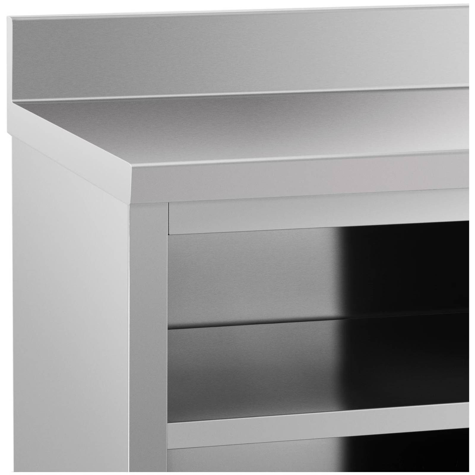 Royal Catering Arbeitstisch 180 x 60 cm Arbeitsschrank Aufkantung Edelstahltisch Schiebetüren, verschiedene Größen
