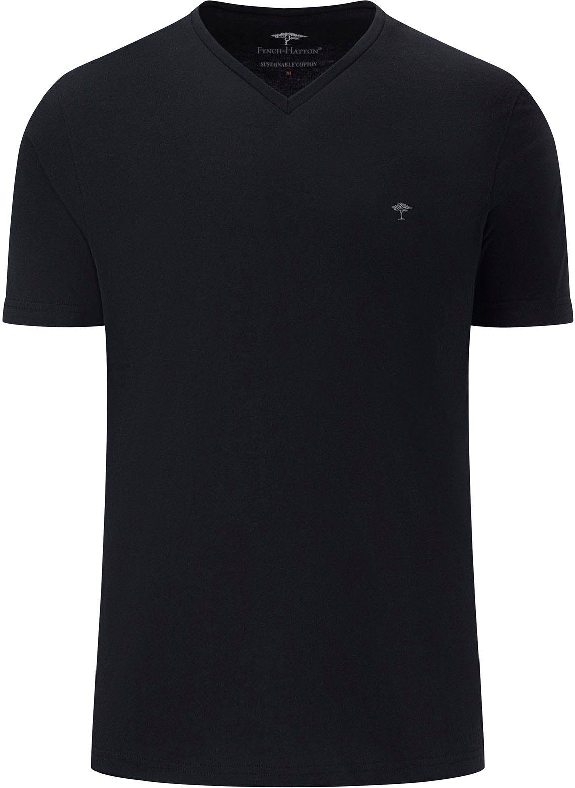FYNCH-HATTON V-Shirt mit Logostickerei schwarz