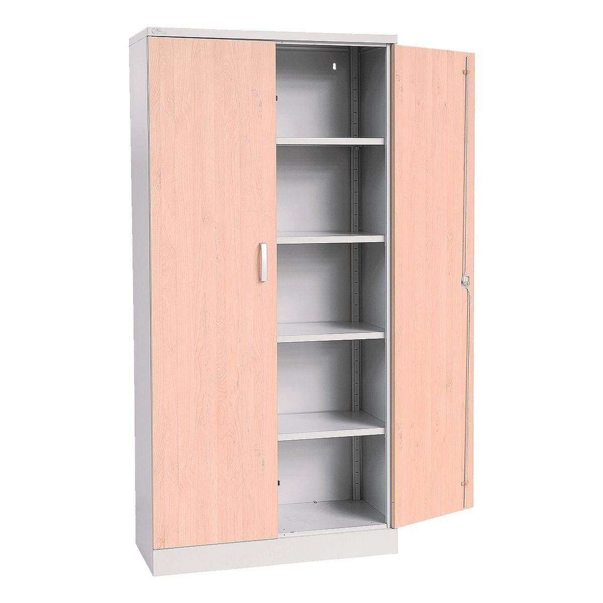 GUERKAN Aktenschrank 5 OH, Schrank aus Stahl, Türen in Holzoptik, 92x195 cm