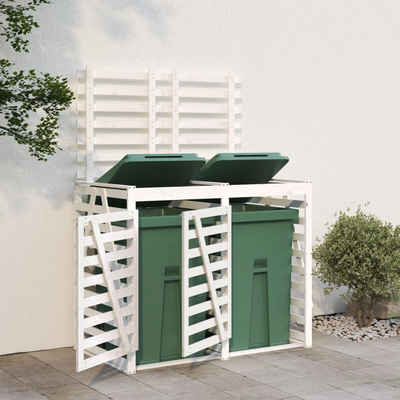 vidaXL Mülltonnenbox Mülltonnenbox für 2 Tonnen Weiß Massivholz Kiefer