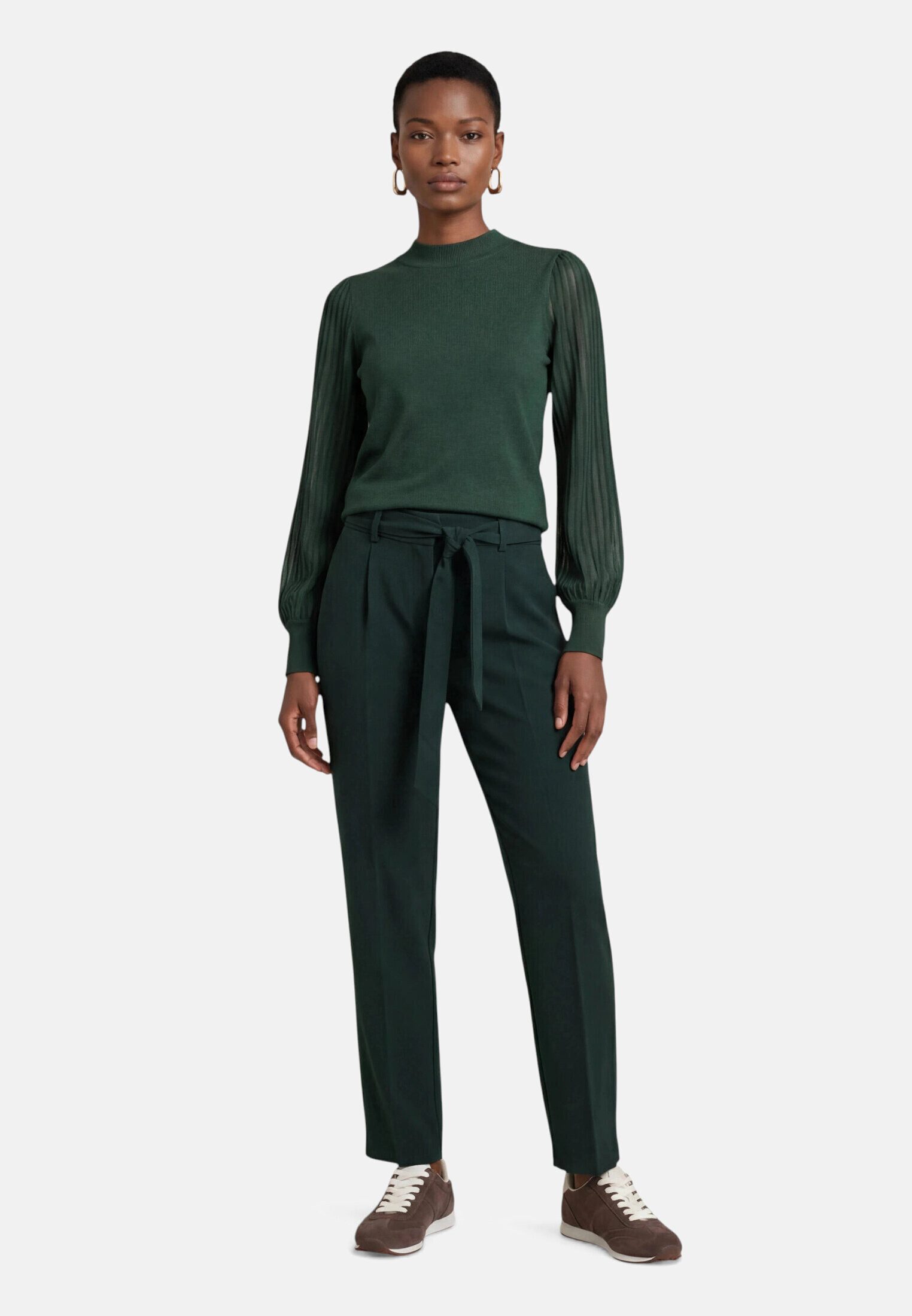 Zero Strickpullover Damen mit Spitzenärmeln (1-tlg) Struktur