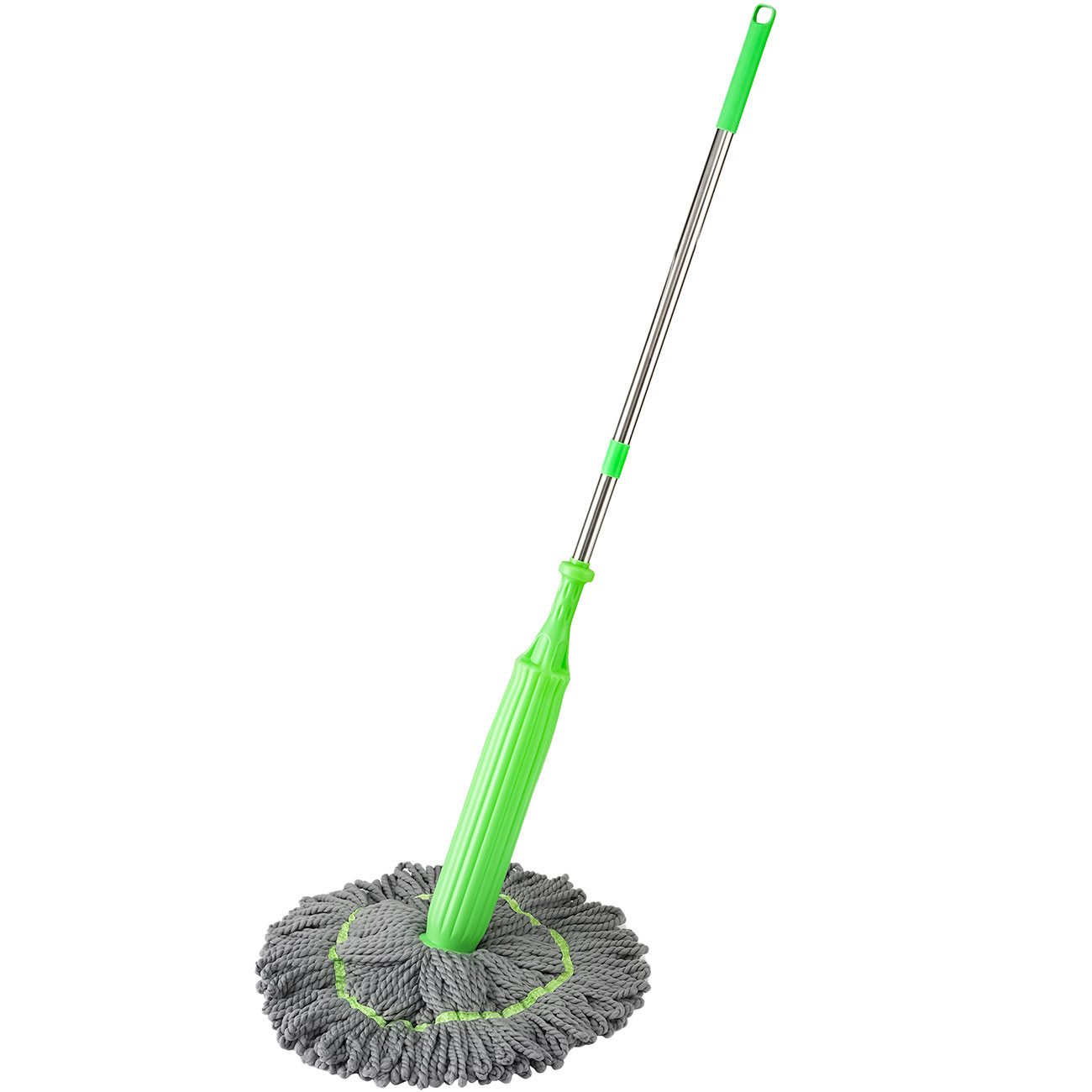 shop'n smile ideoon Wischmopp Wischmopp mit Auswringfunktion 360°-drehbarer Mikrofaser-Wischer Ø55cm, 2 Wischköpfe: nass & trocken/3-teiliger Stiel-180 cm