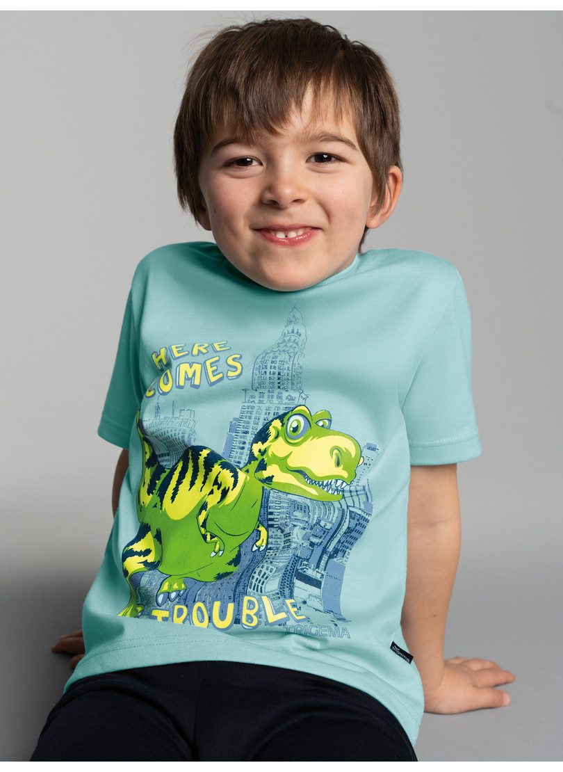 Trigema T-Shirt TRIGEMA T-Shirt mit großem Dino-Printmotiv (1-tlg)