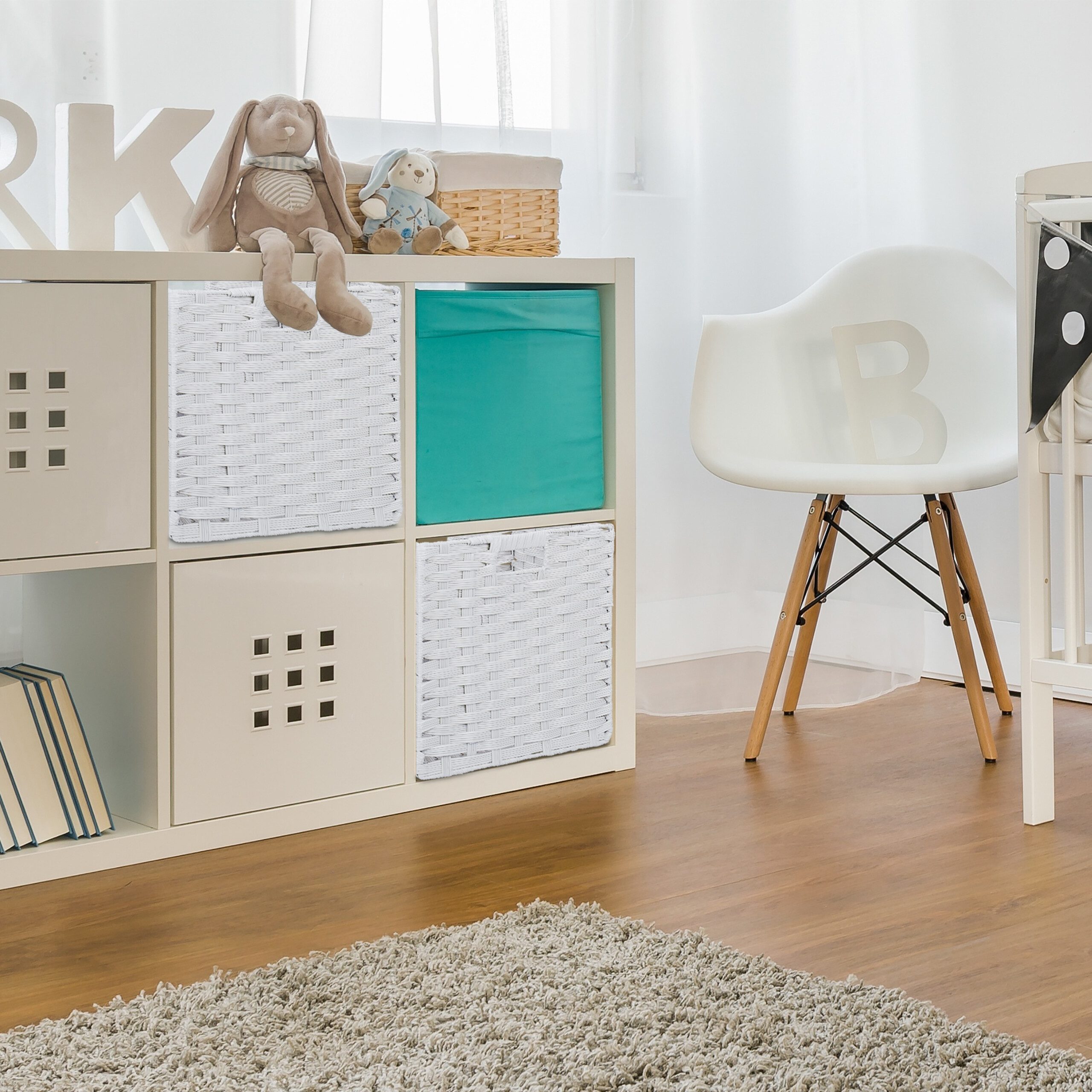 relaxdays Regalkorb Aufbewahrungskorb im 4er Set, weiß günstig online kaufen