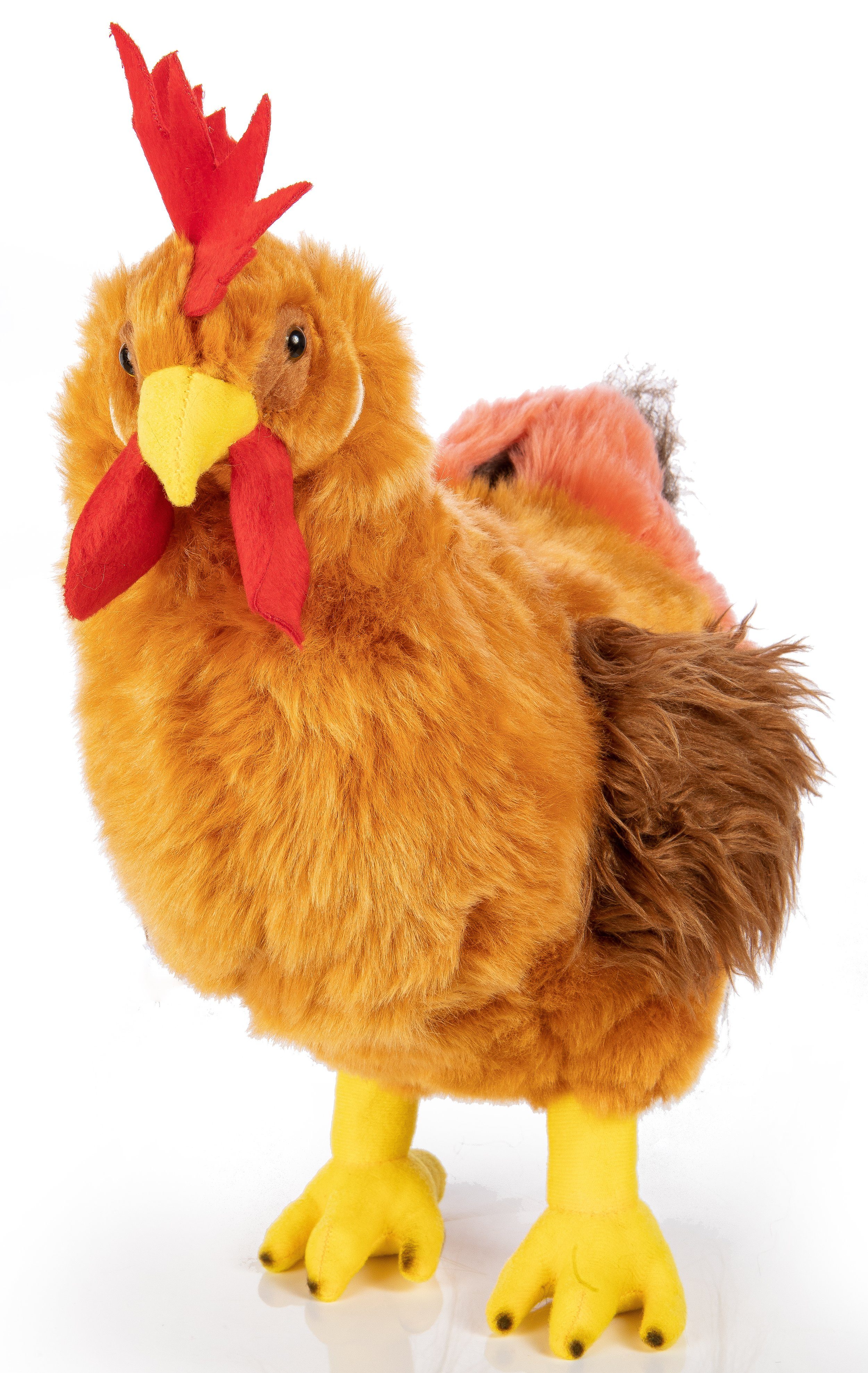 Uni-Toys Kuscheltier Hahn braun - 34 cm (Höhe) - Plüsch-Huhn, Gockel, Vogel - Plüschtier, zu 100 % recyceltes Füllmaterial