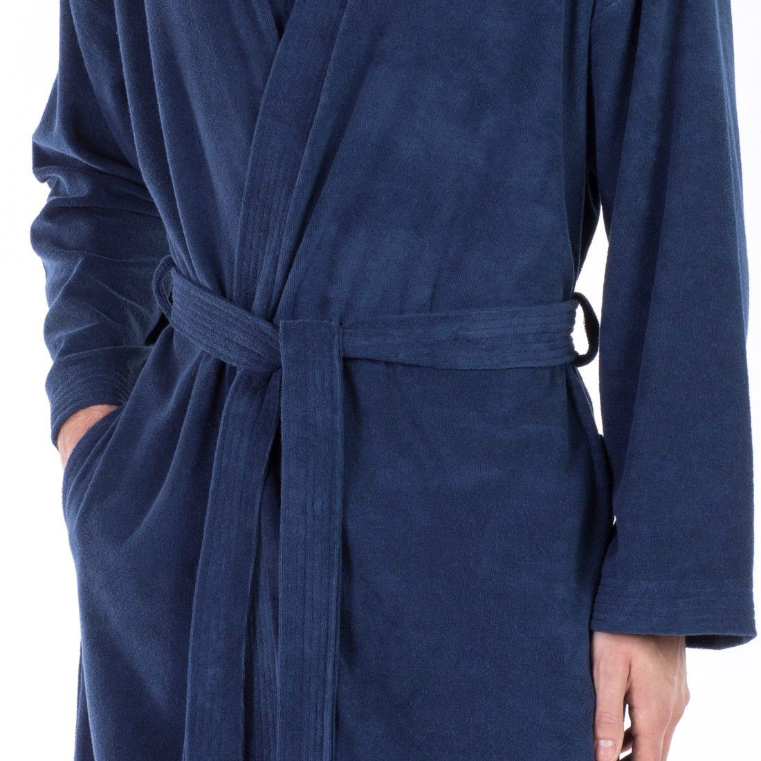 framsohn frottier Bademantel Leichter Bademantel Herren, Langform, Jersey, Kimono-Kragen, Gürtel, Besonders leichter Jerseybademantel