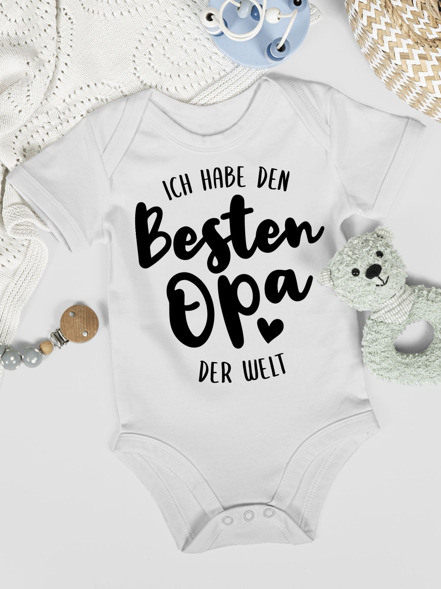 Shirtracer Shirtbody Ich habe den besten Opa der Welt schwarz Strampler Baby Mädchen & Junge