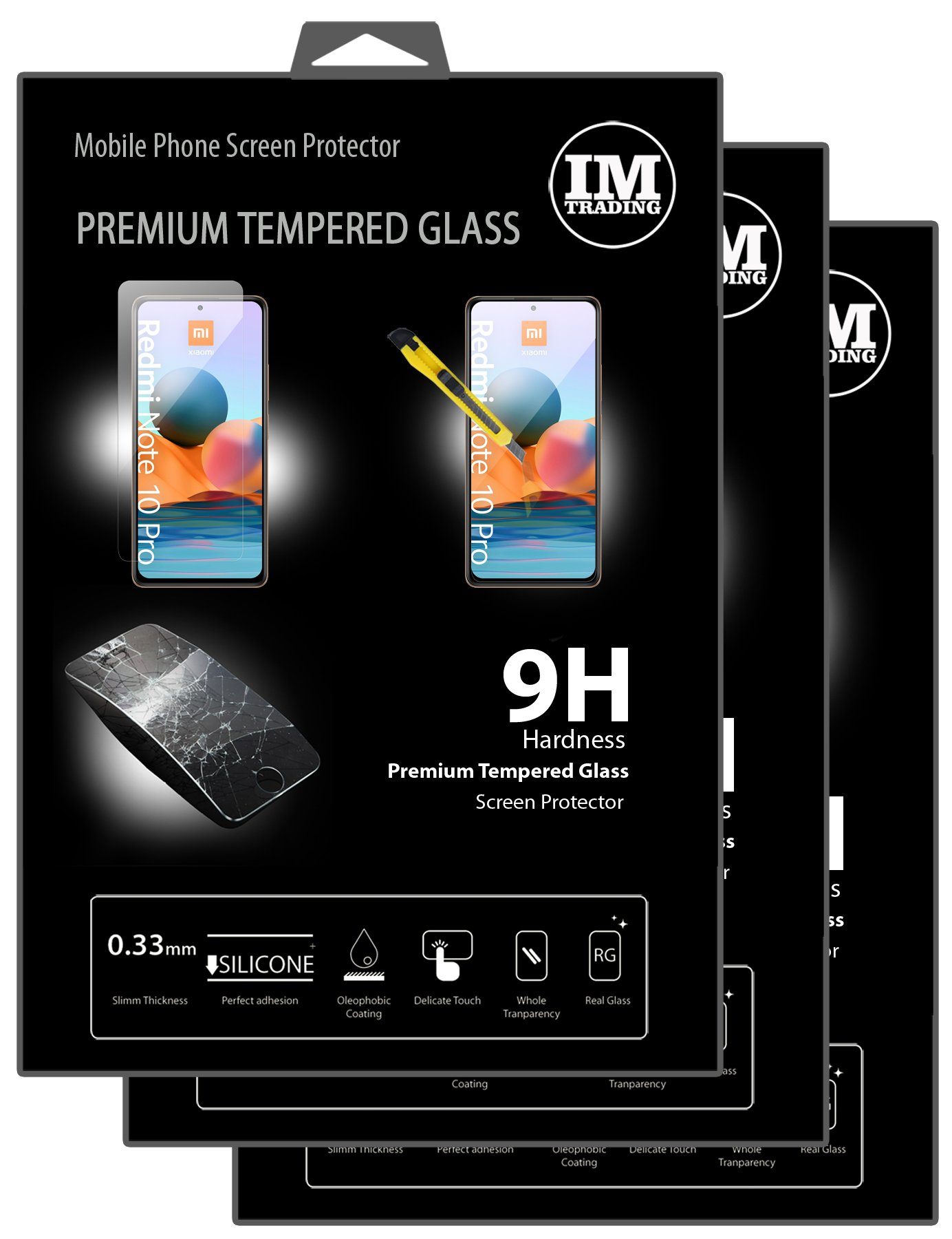 cofi1453 Handyhülle 3 Stück Schutzglas XIAOMI REDMI NOTE 10 PRO, Displayschutz Panzerglasfolie