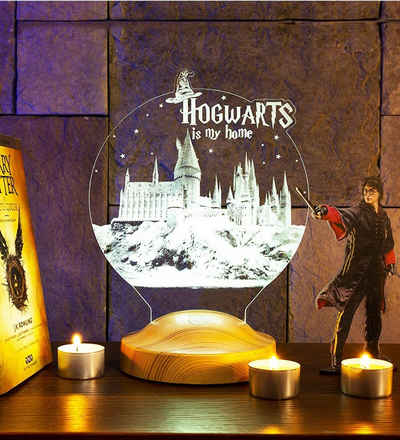 Geschenkelampe LED Nachttischlampe Hogwarts Harry Potter 3D Nachtlicht Geschenke für Kinder, Leuchte 7 Farben fest integriert, Freunde, Weihnachtsgeschenk für Mädchen, Jungen