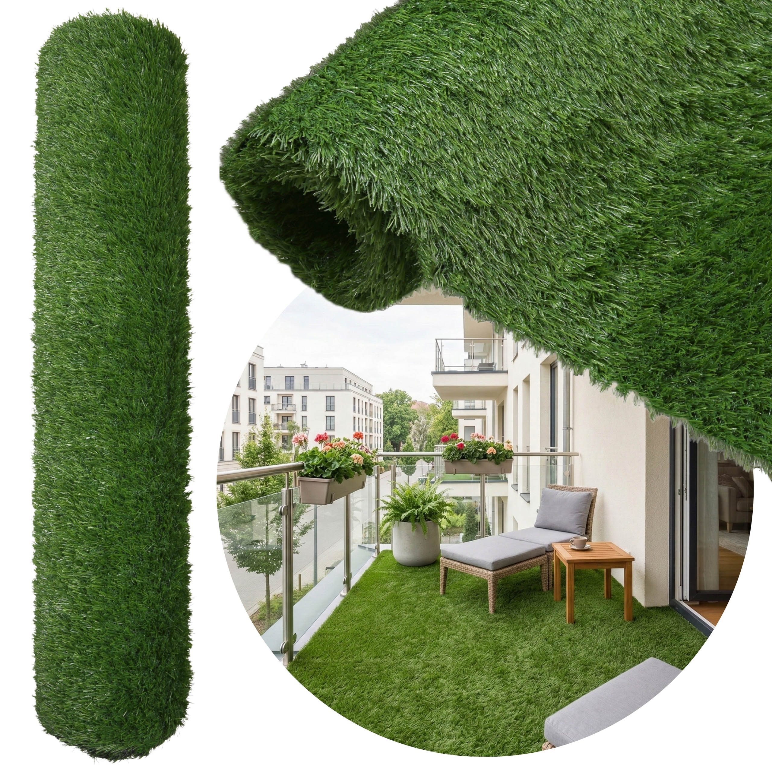 Sarcia.eu Kunstrasen Kunstrasen für Garten, Balkon und Terrasse, 1×5 m, Höhe 30 mm