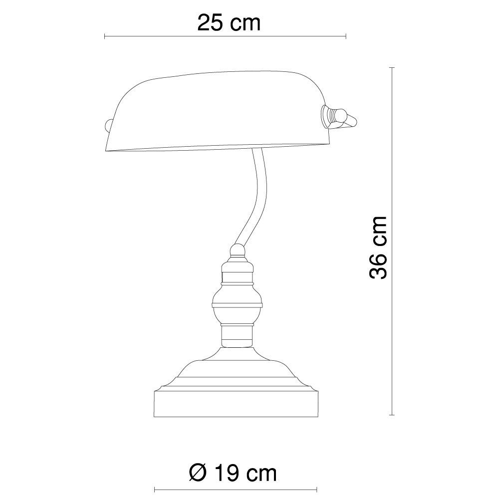 Antik Messing Tischleuchte, Schreibtischlampe weiß Retro nicht Leuchtmittel Bankerlampe LED etc-shop inklusive, Schirm