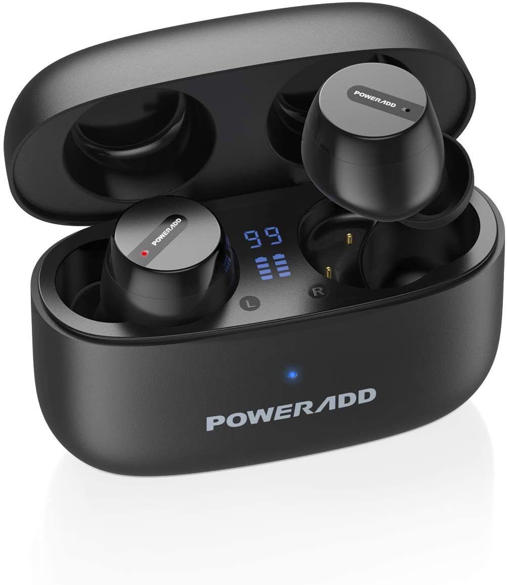 POWERADD »S12« wireless In-Ear-Kopfhörer (Bluetooth Kopfhörer, Kabellos in  Ear, kräftiger Bass, Wireless Kopfhörer, mit Mikrofon, IPX8 Wasserdicht,  Bluetooth 5.0, LED Digitalanzeige)