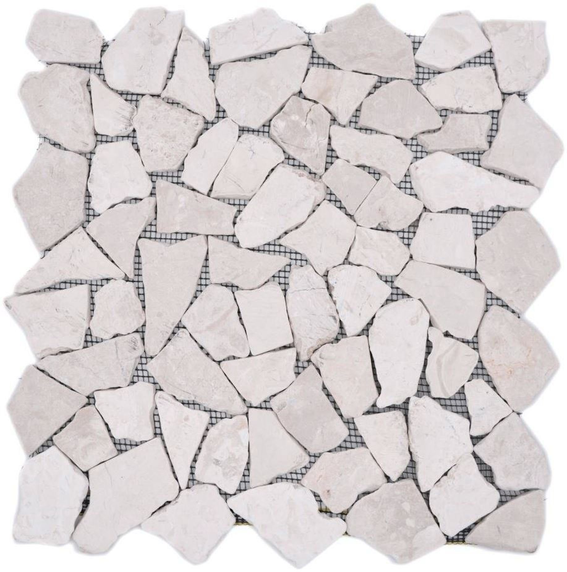 hellbeige Polygonal Bodenfliese Mosani Naturstein Marmor elfenbein Mosaik Bruch