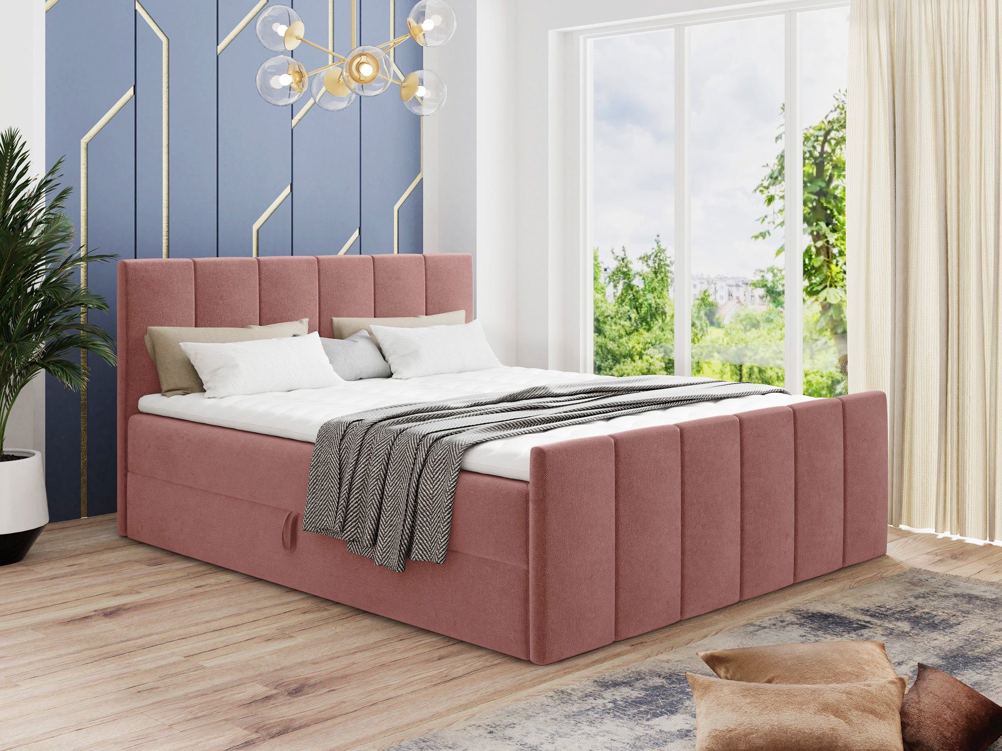 Sofnet Boxspringbett Star Lux (mit zwei Bettkasten, Bonell-Matratze und Topper), Doppelbett, Polsterbett mit Kopfteil und Fußteil