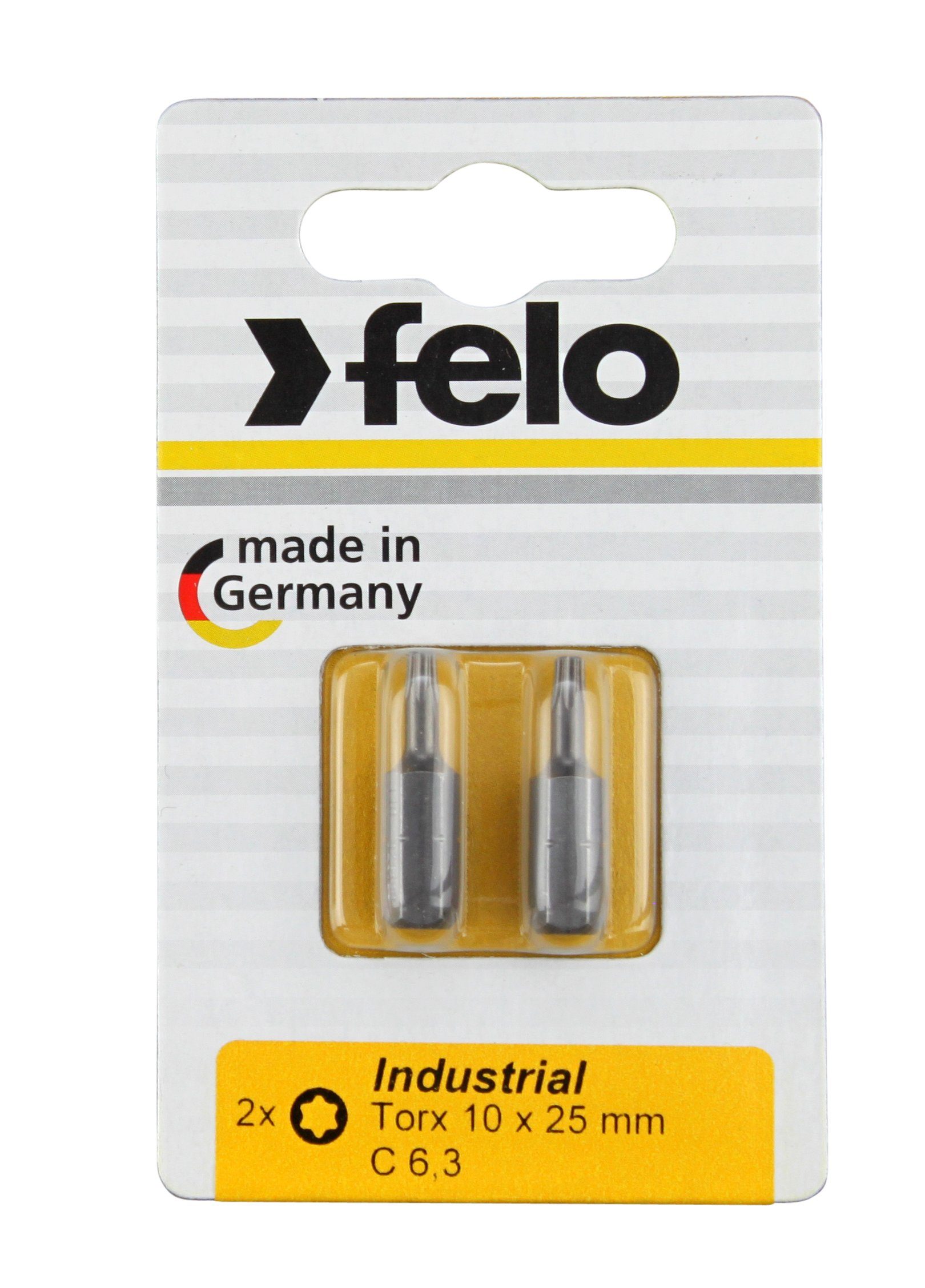 Felo Torx-Bit Felo Bit, Industrie C 6,3 x 25mm, 2 Stk auf Karte 2x Tx 10