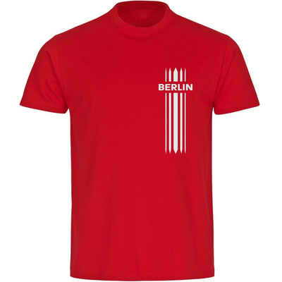 multifanshop T-Shirt Kinder Berlin rot - Streifen - Boy Girl