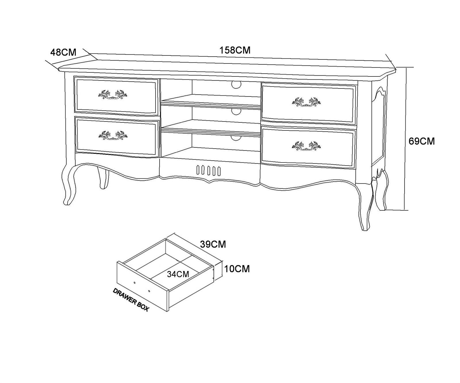 Livin Hill TV-Schrank Venezia Bianco kunstvoll gefräste geschwungene Beine, halbmatte hellbeige Lackierung
