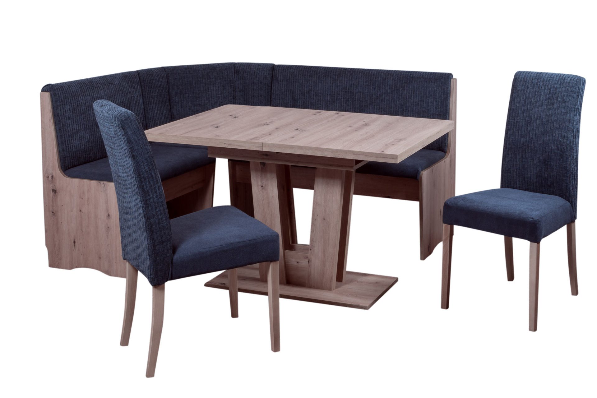 Stolebaenk Eckbankgruppe Duisburg Trendiger Cord-Bezug DUPA22, (Eckbankgruppe), Tisch mit Synchronauszug