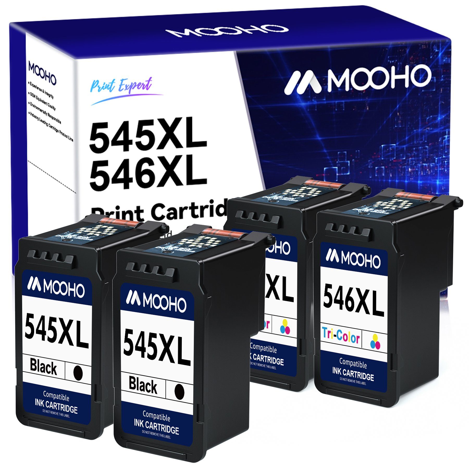 MOOHO 4er-set ersetzt 545XL TS3450 TS3151 TS3351, Dreifarbig TR4550 545 Farbe) CANON Multipack CL-546XL TS3350 für TS3150 (PIXMA MX495 Tintenpatrone