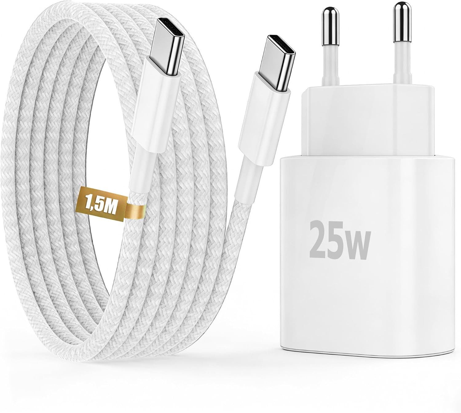 LaCute 25W USB-C Power Delivery Ladegerät mit 1,5m Kabel Schnelllade-Gerät (USB-C Ladegerät mit 1,5 m Ladekabel, 25W USB-C Netzteil inklusive 1,5 m Ladekabel, 25 W; USB-C; Power Delivery; 1,5 m Kabel)