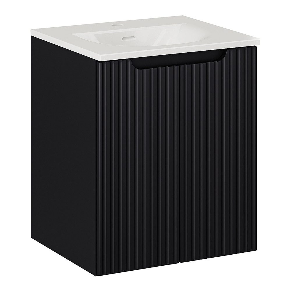 Lomadox Waschtisch NEWPORT-56-BLACK, in schwarz, gerillte günstig online kaufen
