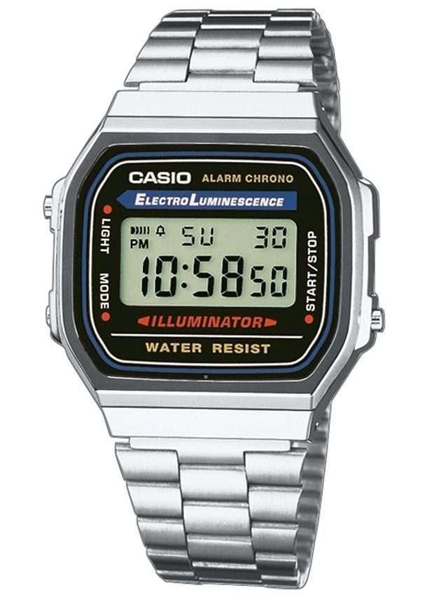 CASIO VINTAGE Chronograph A168WA-1YES, Quarzuhr, Armbanduhr, Damen, Herren, digital, Retro, Stoppfunktion