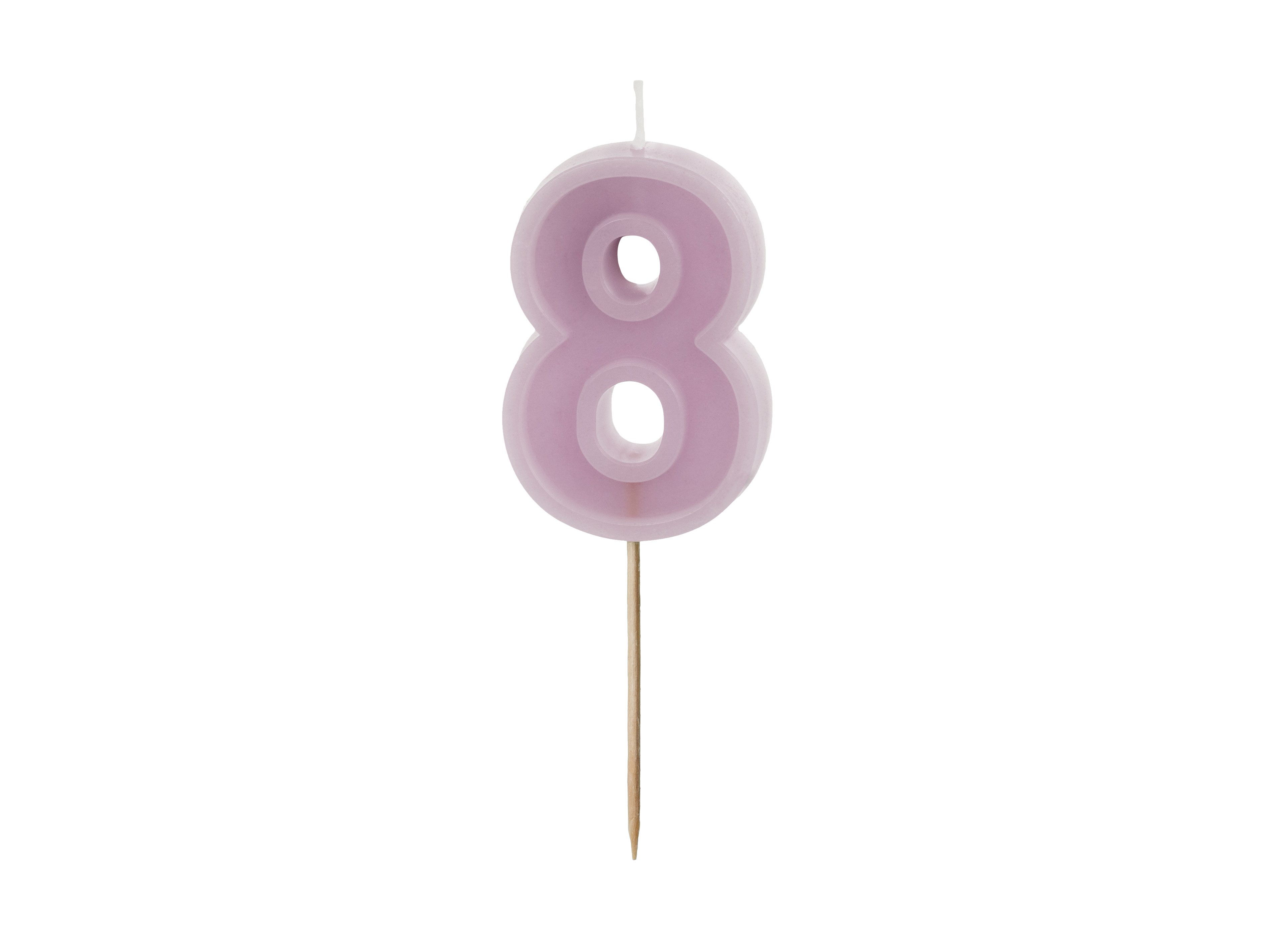 partydeco Geburtstagskerze Zahlenkerze #8, 6 cm Lila