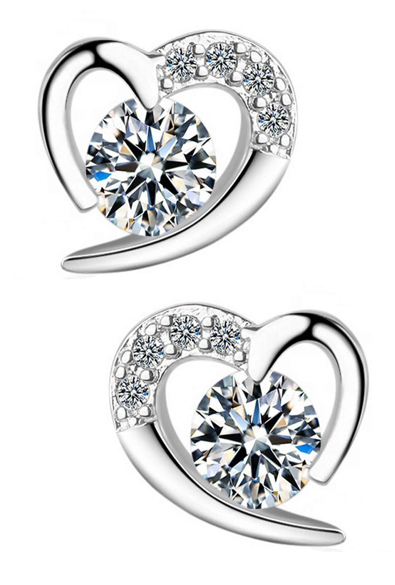 Limana Paar Ohrstecker 925 Sterling Silber Herz mit Zirkonia Herzohrringe f günstig online kaufen