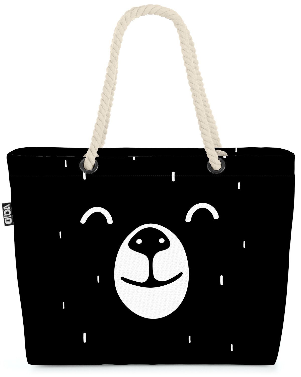 VOID Strandtasche (1-tlg), süß Karte Grafik Tiere Weiss Schwarz Cartoon Bär Gesicht Zeichnu Tier
