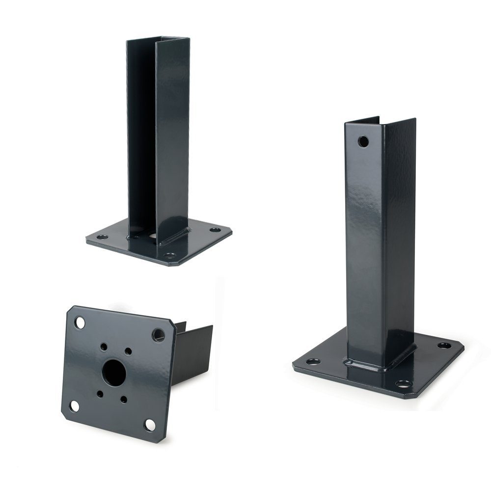 Pfostenfuß Fußplatte Bodenplatte Dübel-Adapter für Pfosten 60x40mm Doppelstabzaun