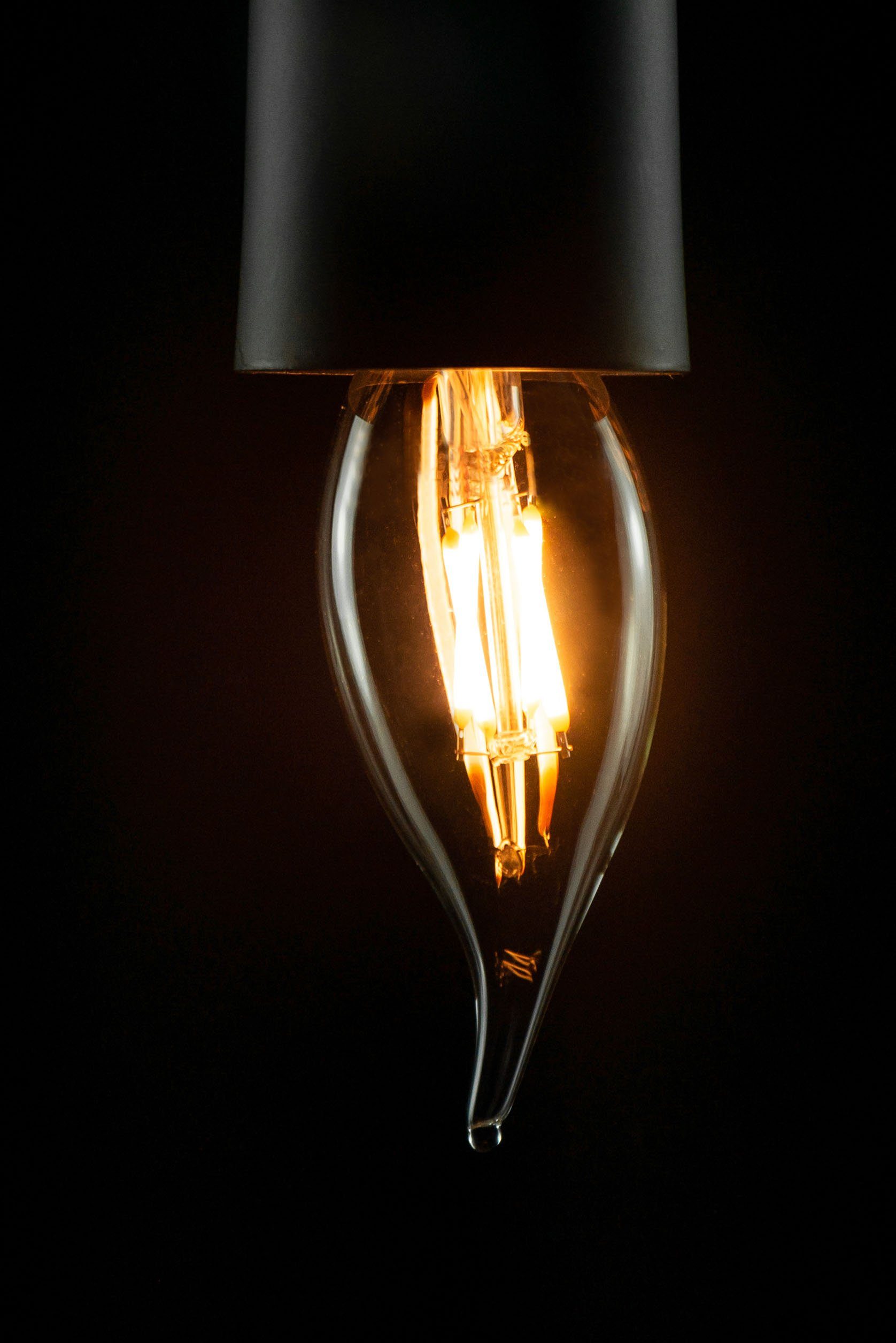SEGULA LED-Leuchtmittel Vintage Line, E14, 1 St., Warmweiß, dimmbar, Kerze Windstoß klar, E14