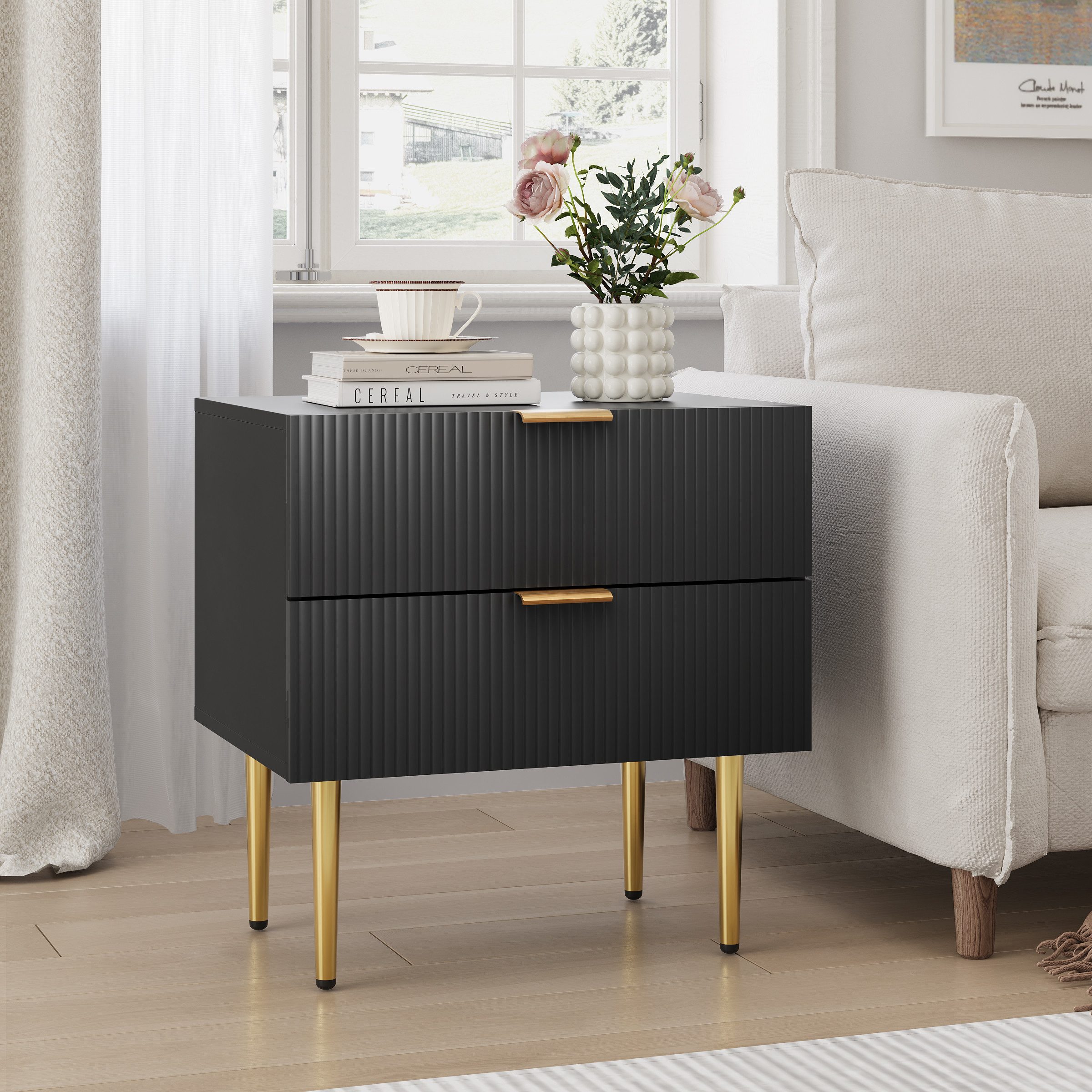 MODFU Nachttisch Kommode,Nightstand,Beistelltisch (Moderner Weißer Nachttis günstig online kaufen