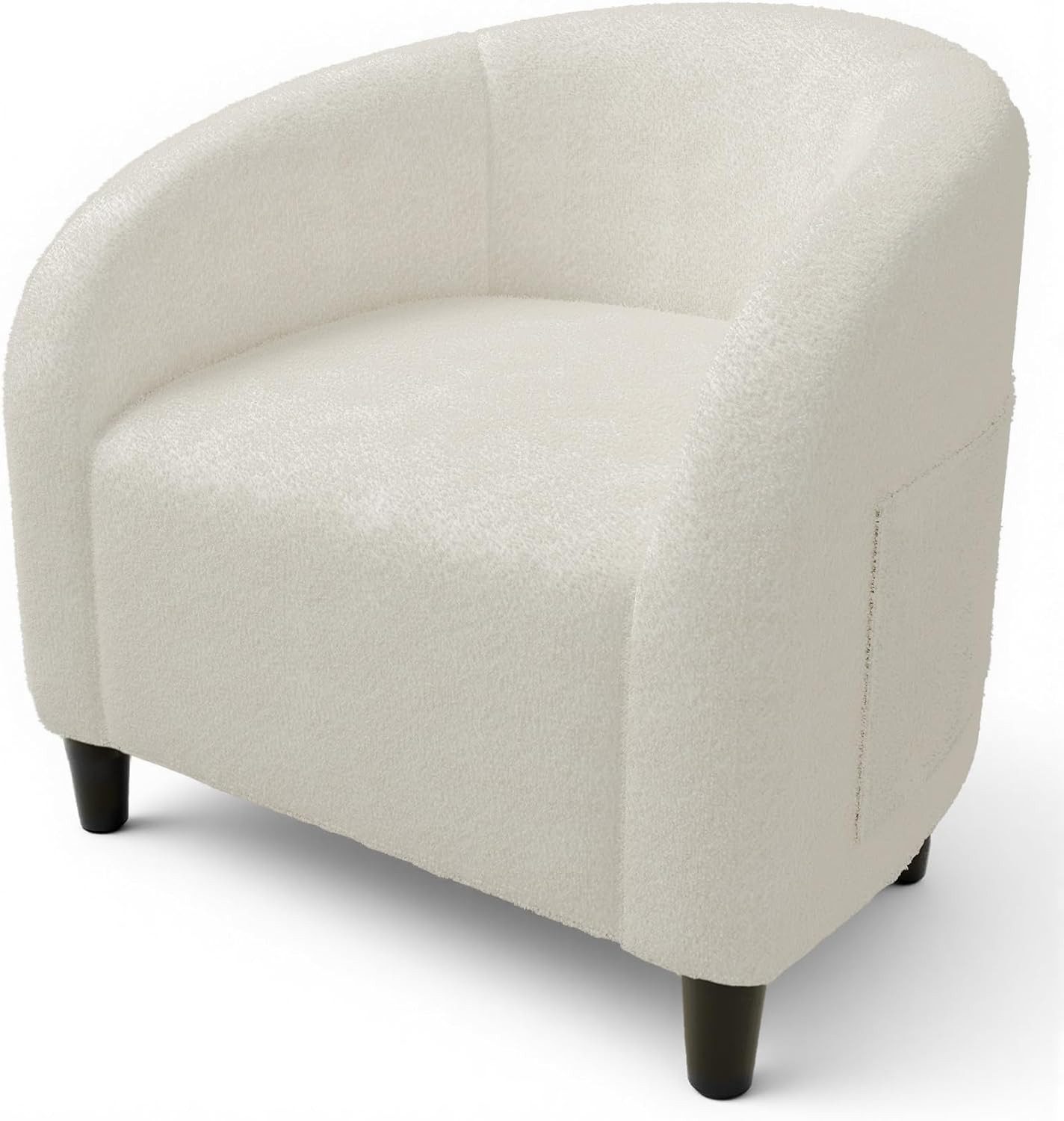 GarveeMore Sessel mit weich gepolstertem Sitz und stabilen Beinen für Wohnzimmer, Akzentstuhl,Fassstuhl,Bouclé-Sessel,Sherpa-Sessel,63x68x71cm