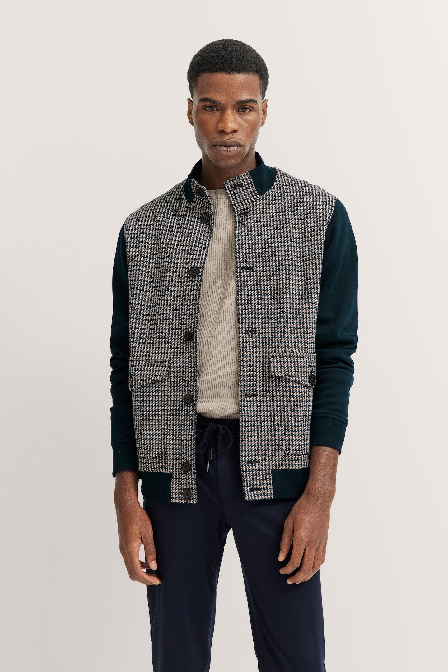 bugatti Sweatjacke mit Collegekragen