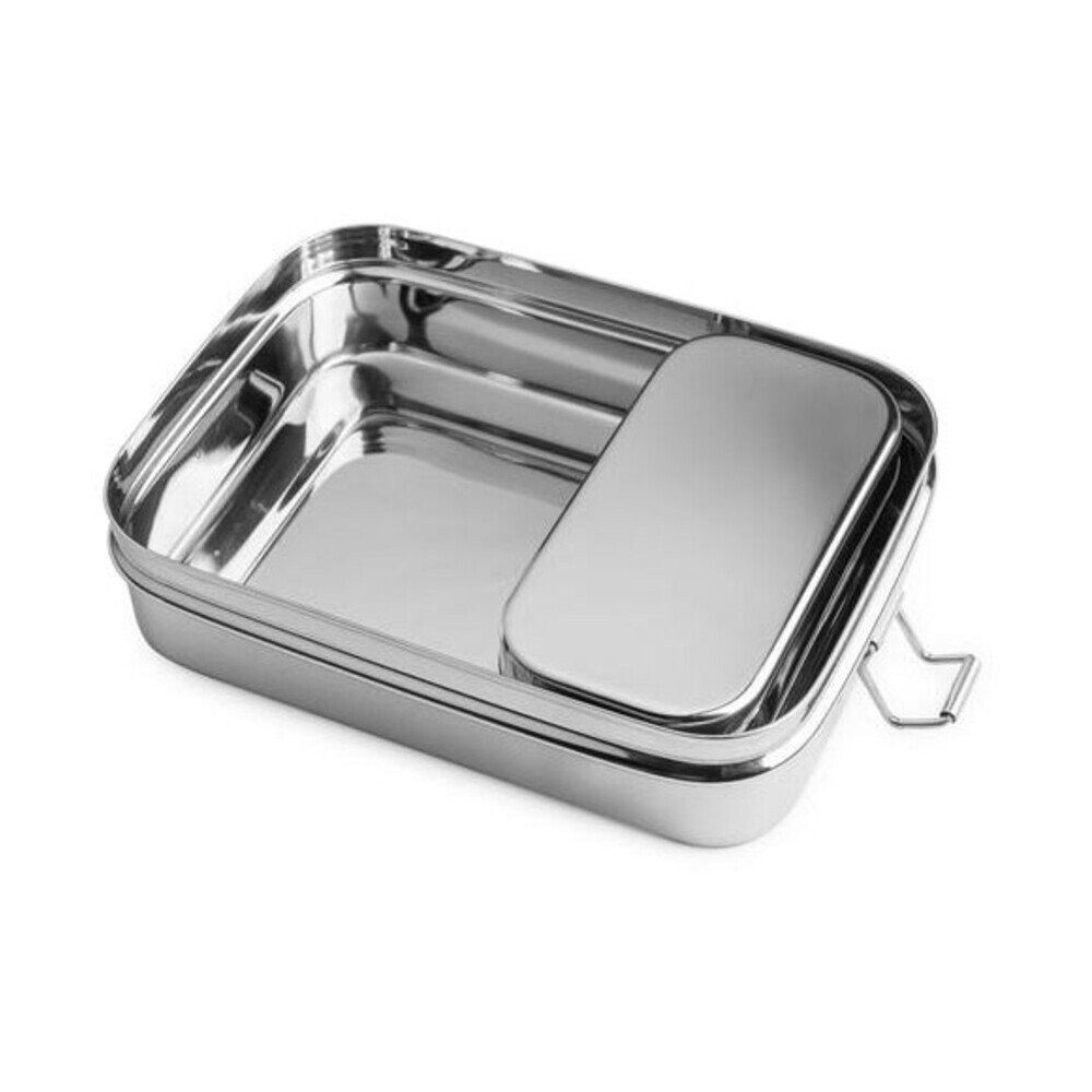 Brotzeit Lunchbox Lunchbox 2in1 17x13x6 cm edelstahl, Edelstahl, Gummi, Lunchbox, 1 l, Edelstahl