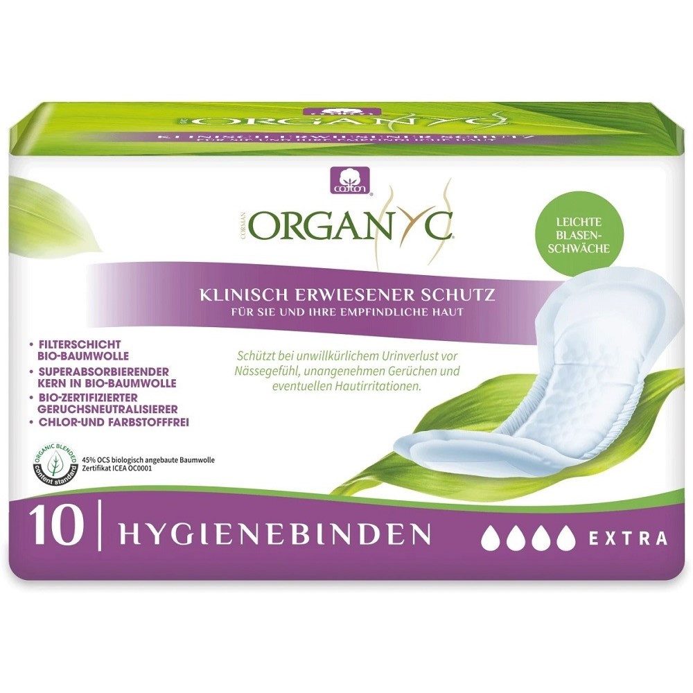 Organyc Hygienebinden Extra - leichte Blasenschwäche 10Stk Hygienemittel