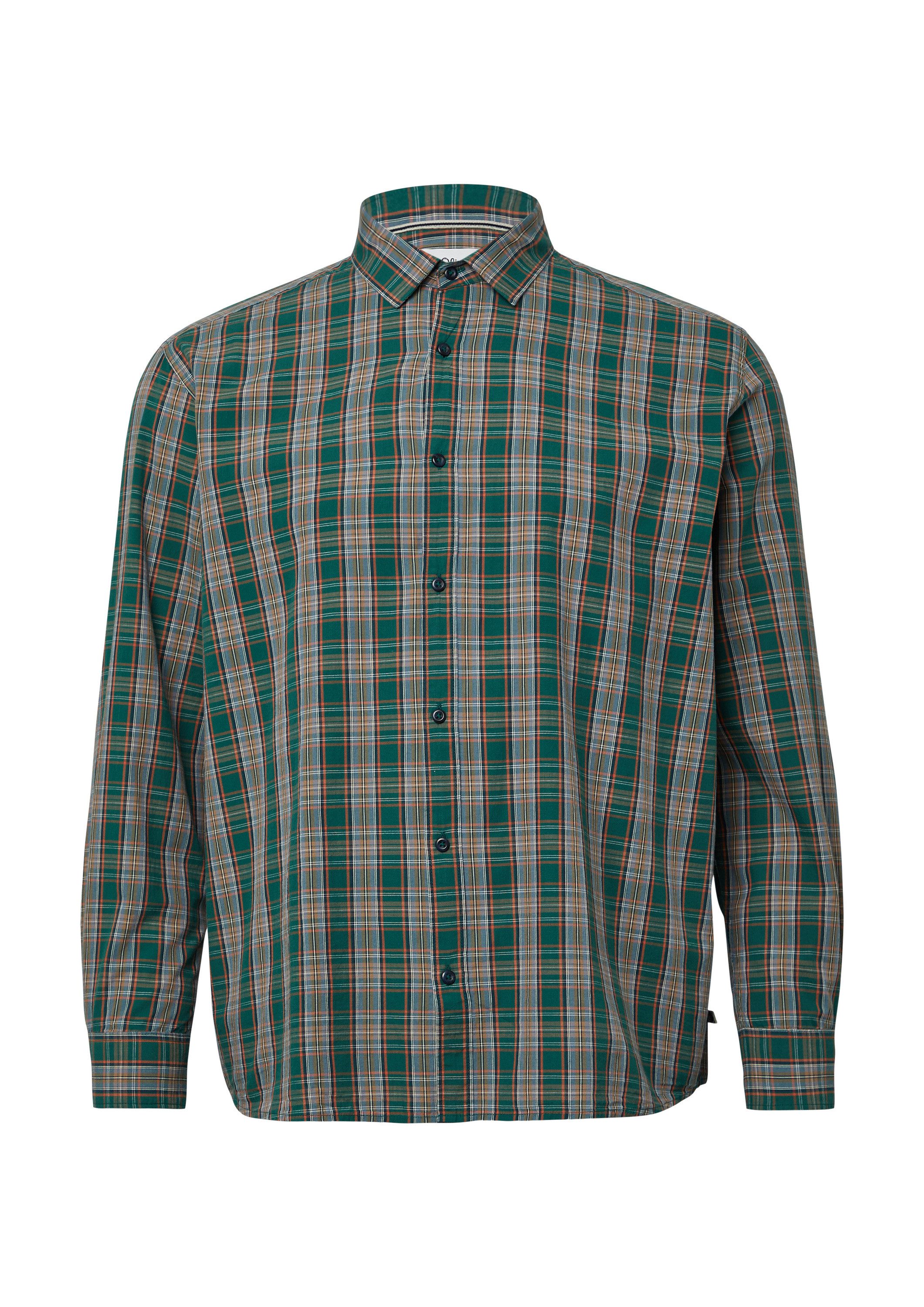 s.Oliver Langarmhemd Hemd Regular Fit: Kariertes Baumwoll-Hemd mit Kentkrag günstig online kaufen