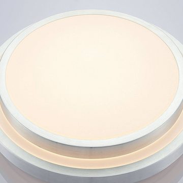 Lindby LED Deckenleuchte Naima, LED-Leuchtmittel fest verbaut, warmweiß, Modern, Acryl, Aluminium, weiß, alu, 1 flammig, inkl. Leuchtmittel