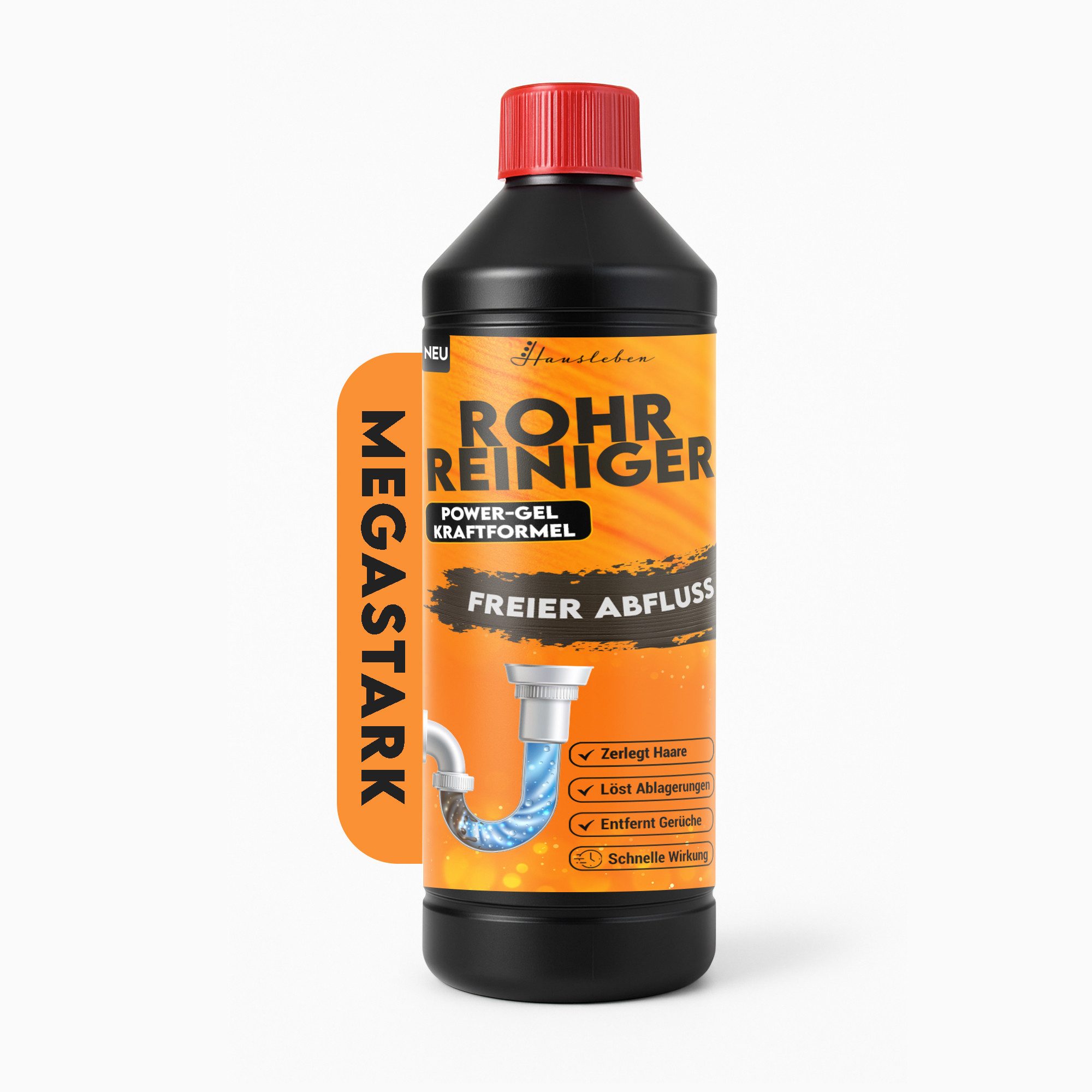 hausleben Abflussreiniger EXTRA STARK-Rohrreiniger Power-Gel gegen Haare Rohrreiniger (1-St. 1x1000ml Fett & Verstopfungen für Küche, Bad, Dusche und Abflussfrei)