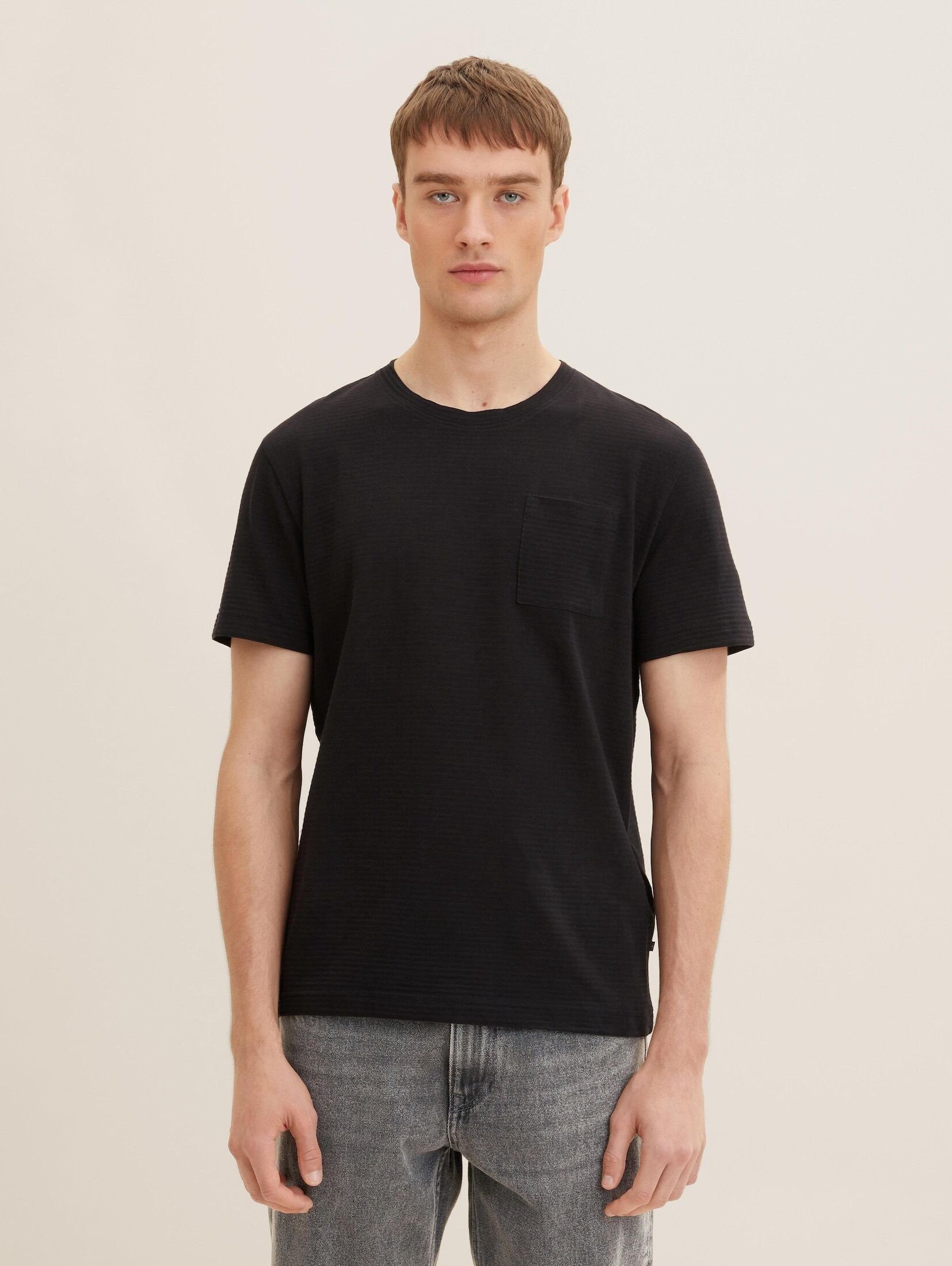 TOM TAILOR T-Shirt Gestreiftes T-Shirt Black