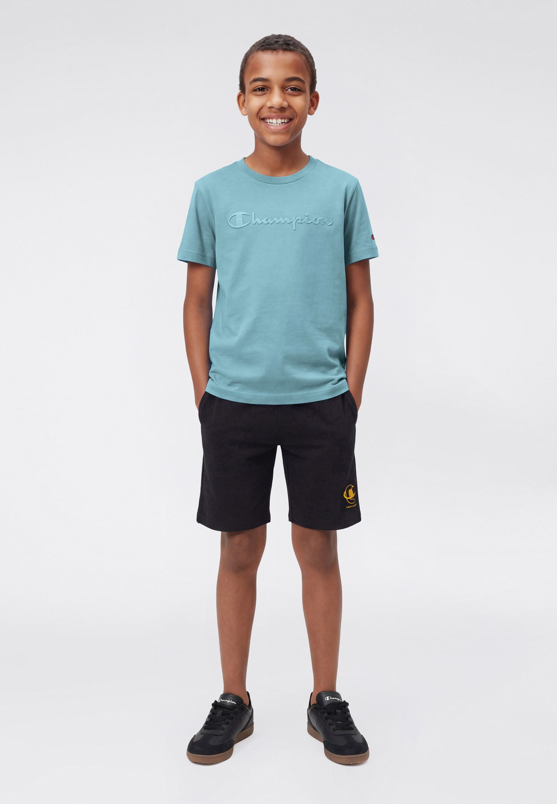 Champion T-Shirt ICONS TONAL Crewneck T-Shirt with Large Logo mit großem Logo, Kurzarm, aus Baumwolle