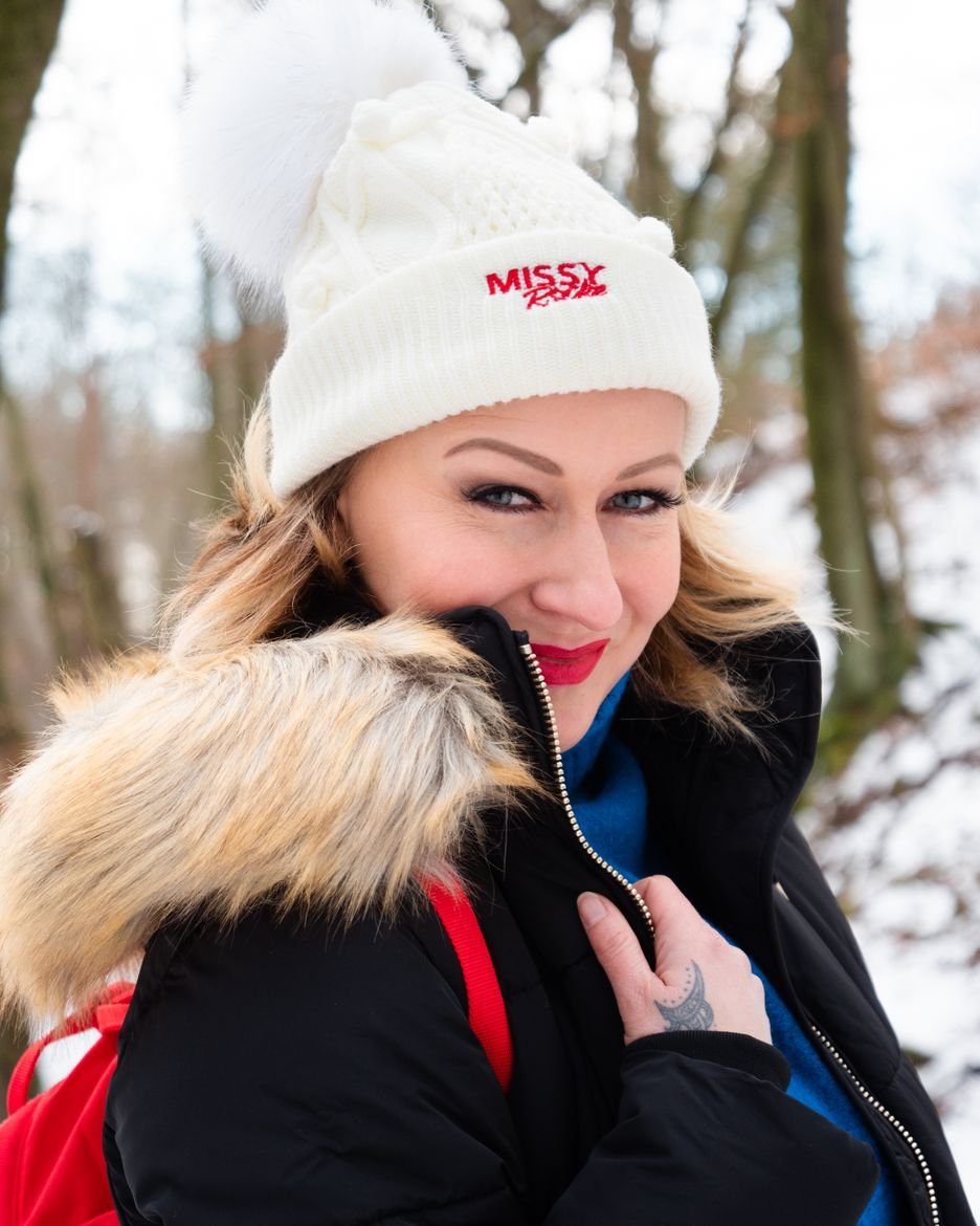 Missy Rockz Beanie MR BOBBLE HAT white / red