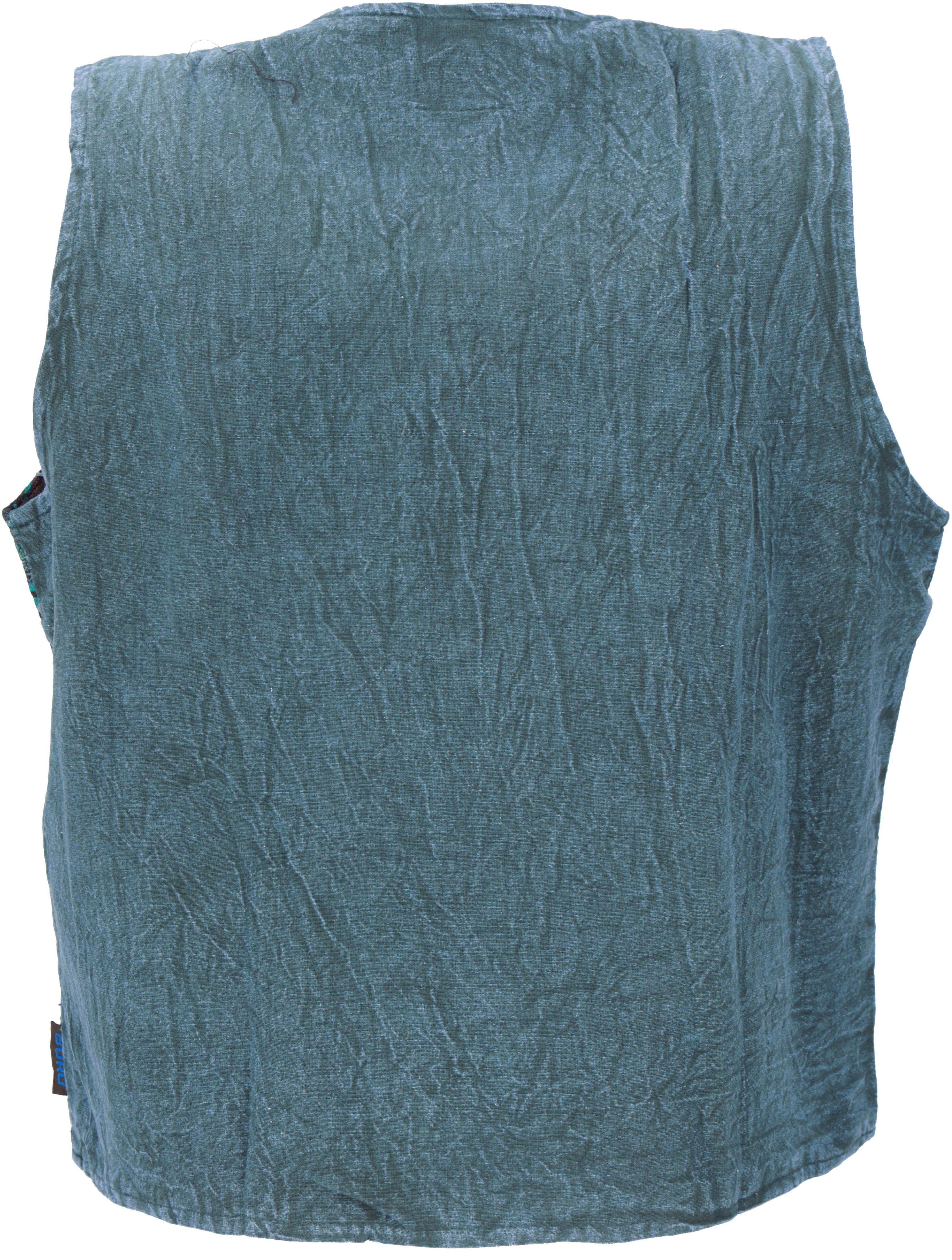 Guru-Shop Strickjacke Goaweste, Psytrance Patchwork Herren Weste - blau alt günstig online kaufen