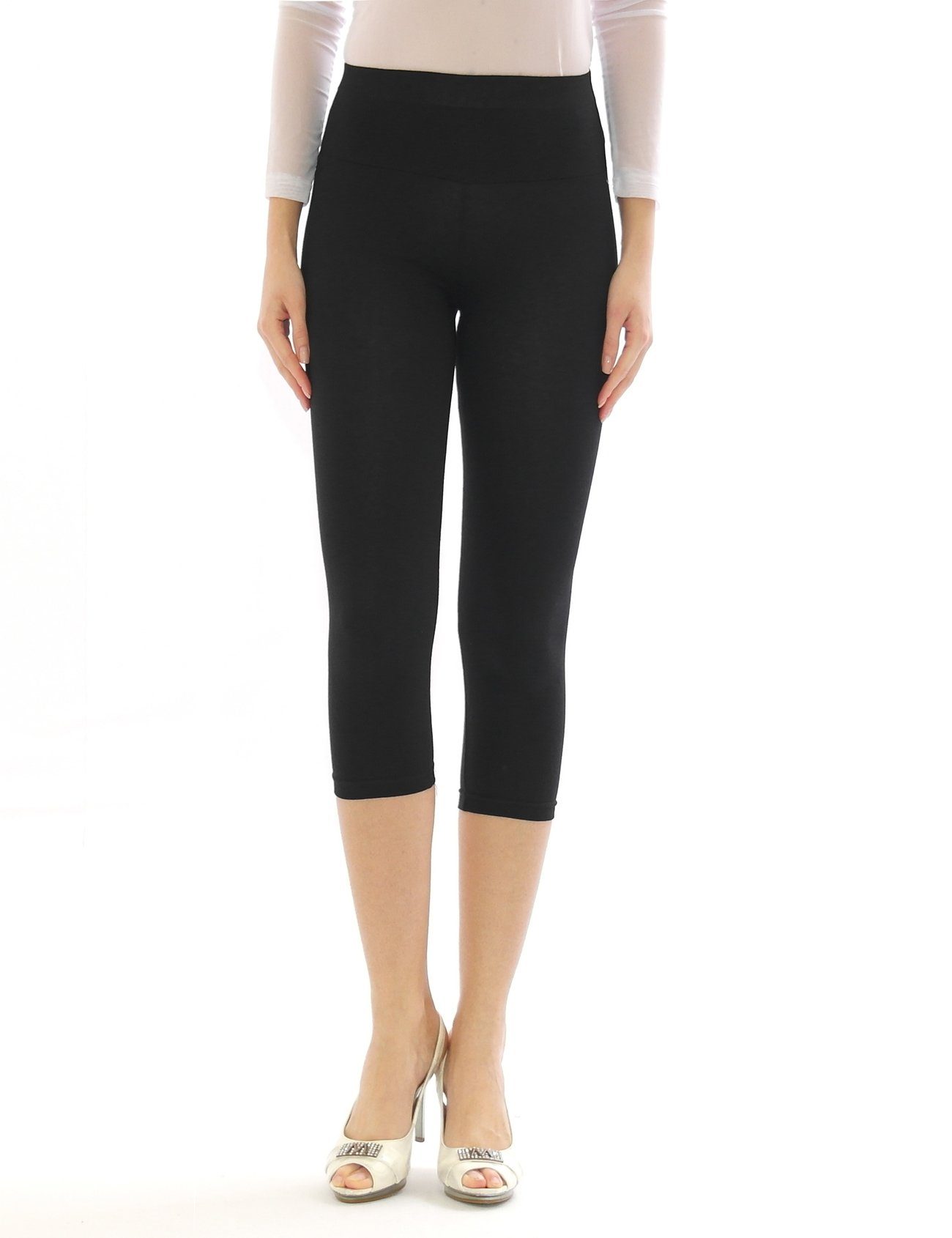 SYS Caprileggings Damen Capri 3/4 Leggings hoher Bund Hose Wäsche Leggins