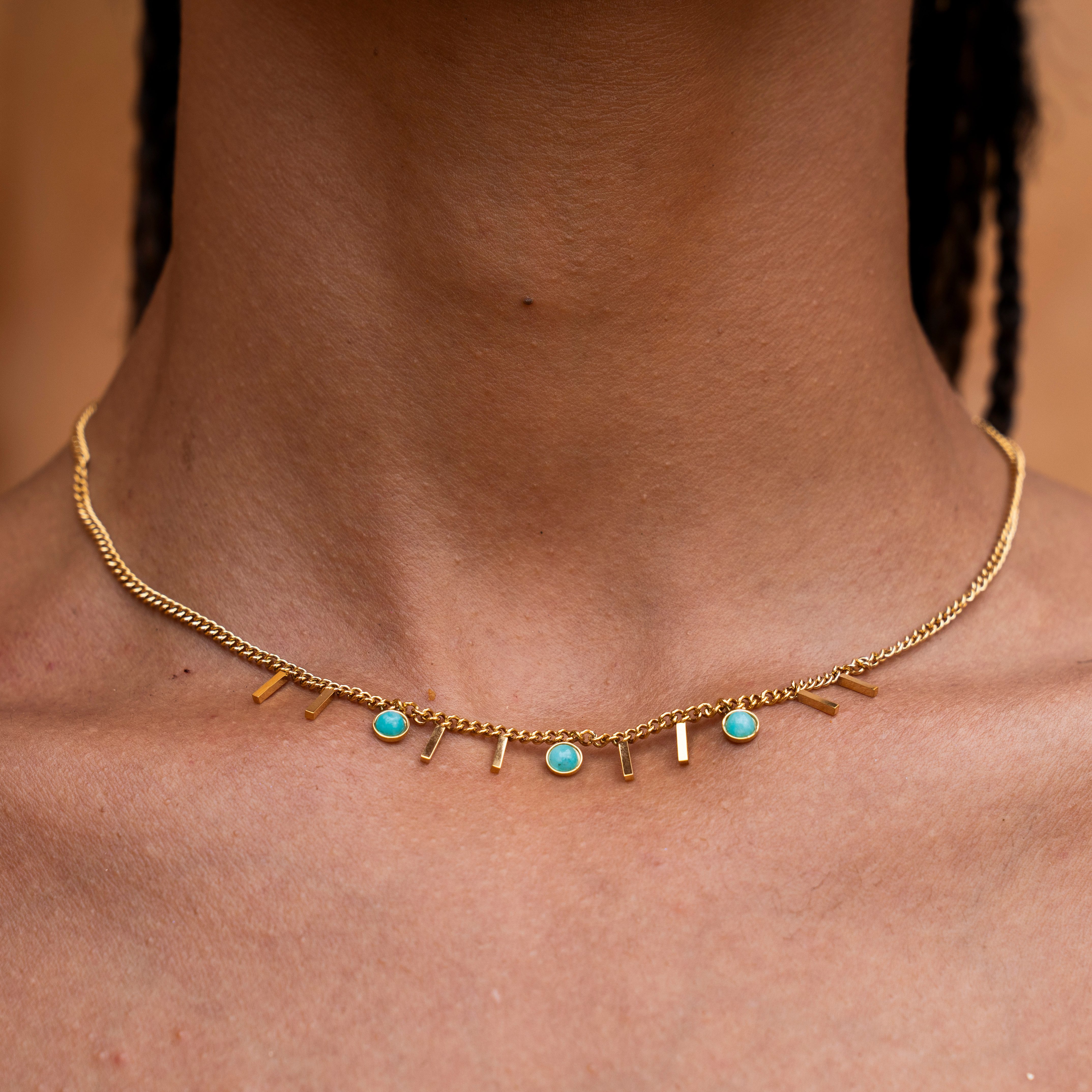 Made by Nami Edelstahlkette Damen Halskette Gold mit Stabanhängern verstell günstig online kaufen