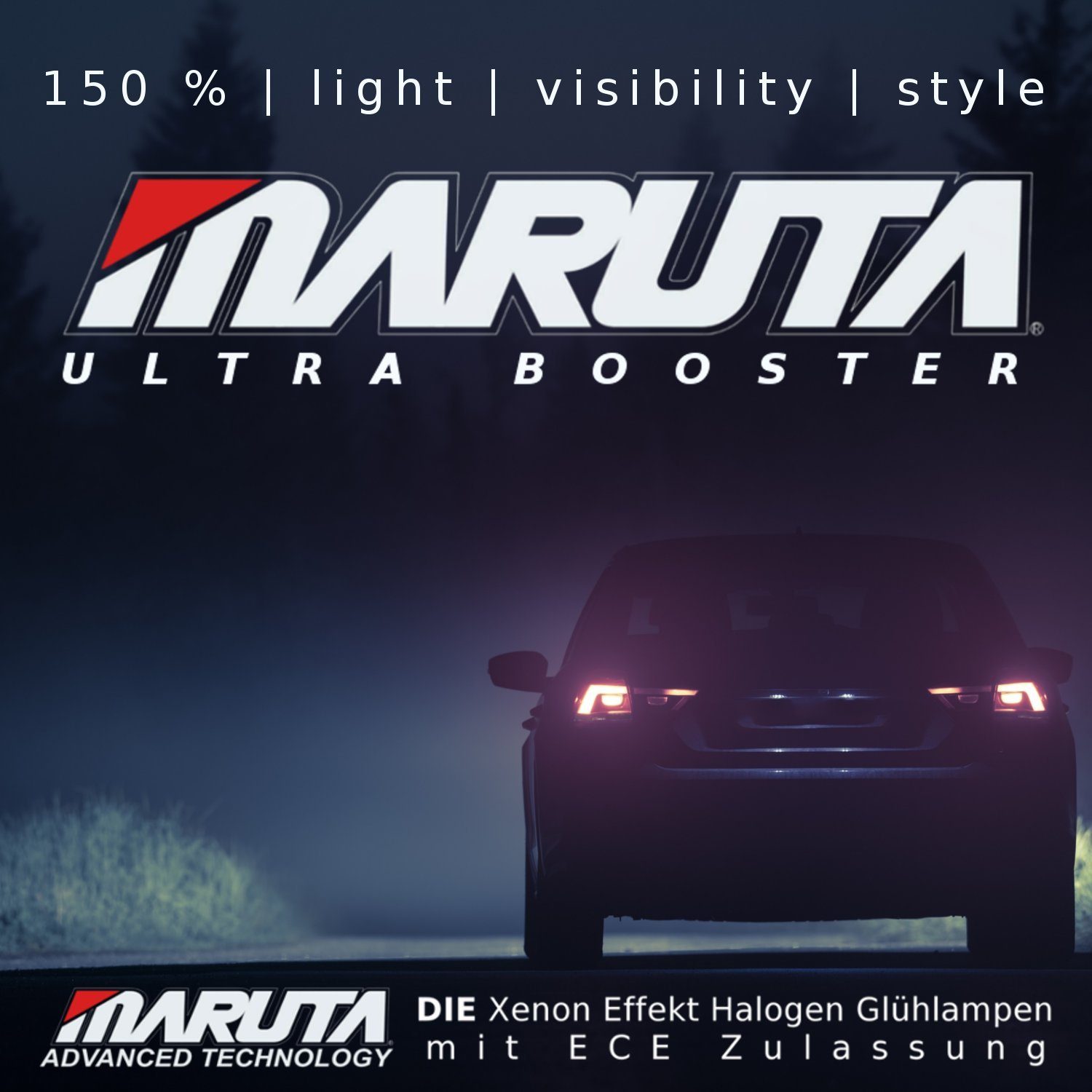 MARUTA KFZ-Ersatzleuchte ULTRA BOOSTER, H4, Kaltweiß, H4 60/55W 3800K Xenon Effekt, langlebig, mehr Licht, Abblendlicht
