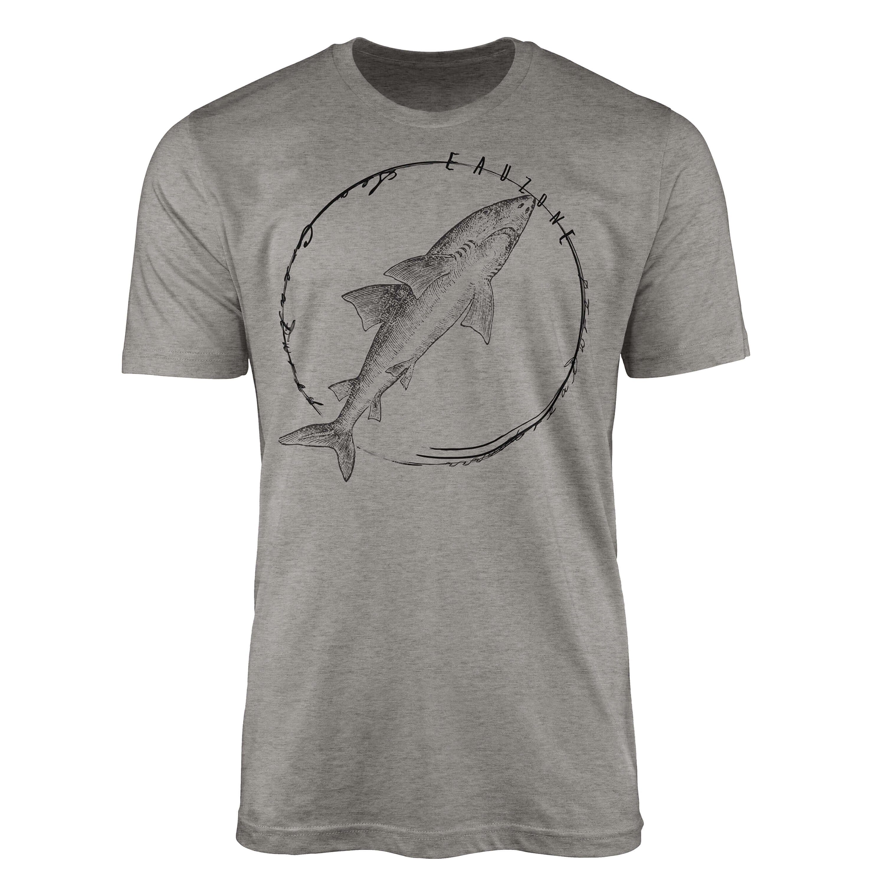 Sinus Art T-Shirt T-Shirt Tiefsee Fische - Serie: Sea Creatures, feine Struktur und sportlicher Schnitt / Sea 095 Ash